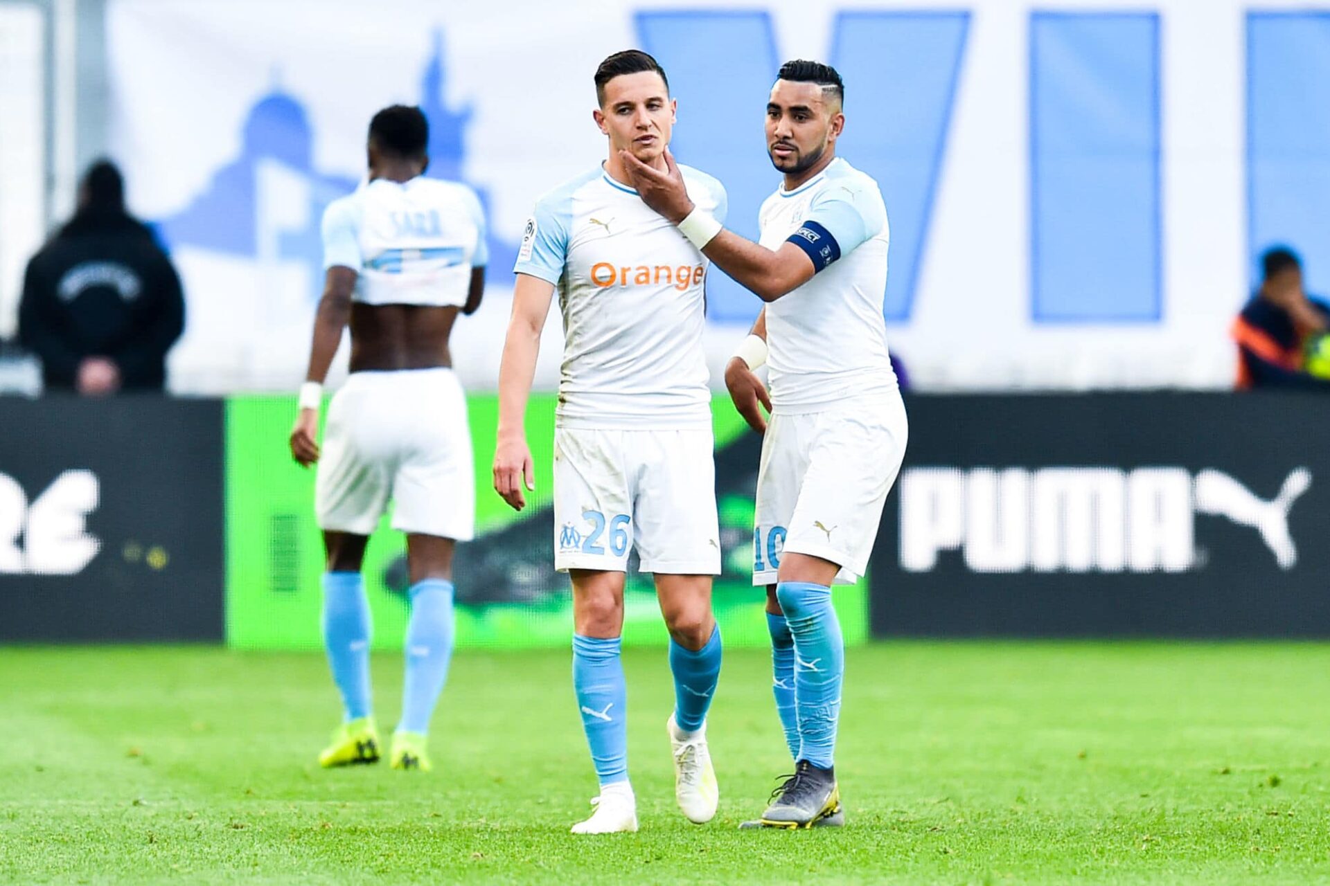 Mauvaise passe pour les deux joueurs de l'Olympique de Marseille. (DR)