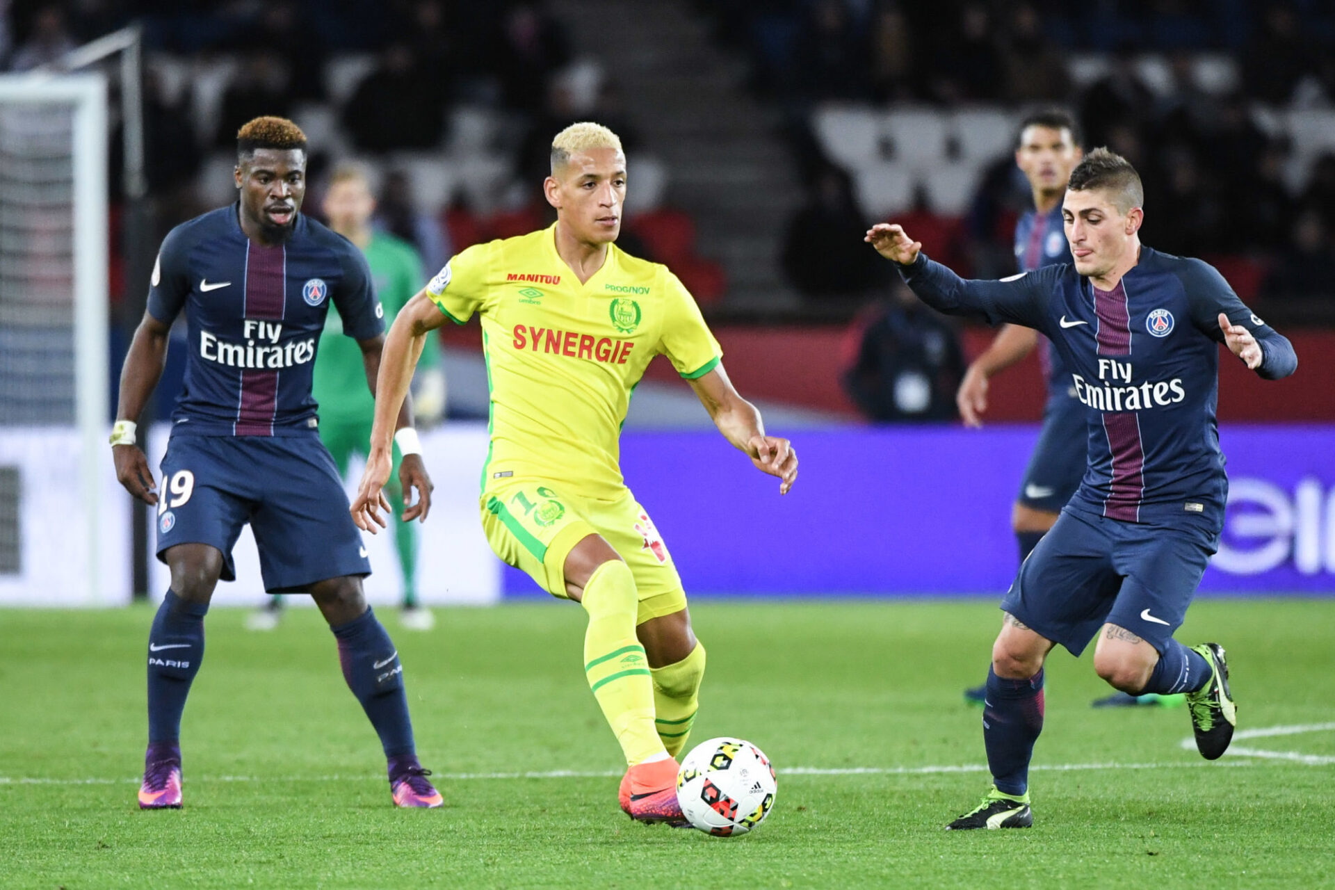 Yacine Bammou c&eacute;l&egrave;bre un but inscrit avec le SM Caen. Photo Anthony Dibon/Icon Sport