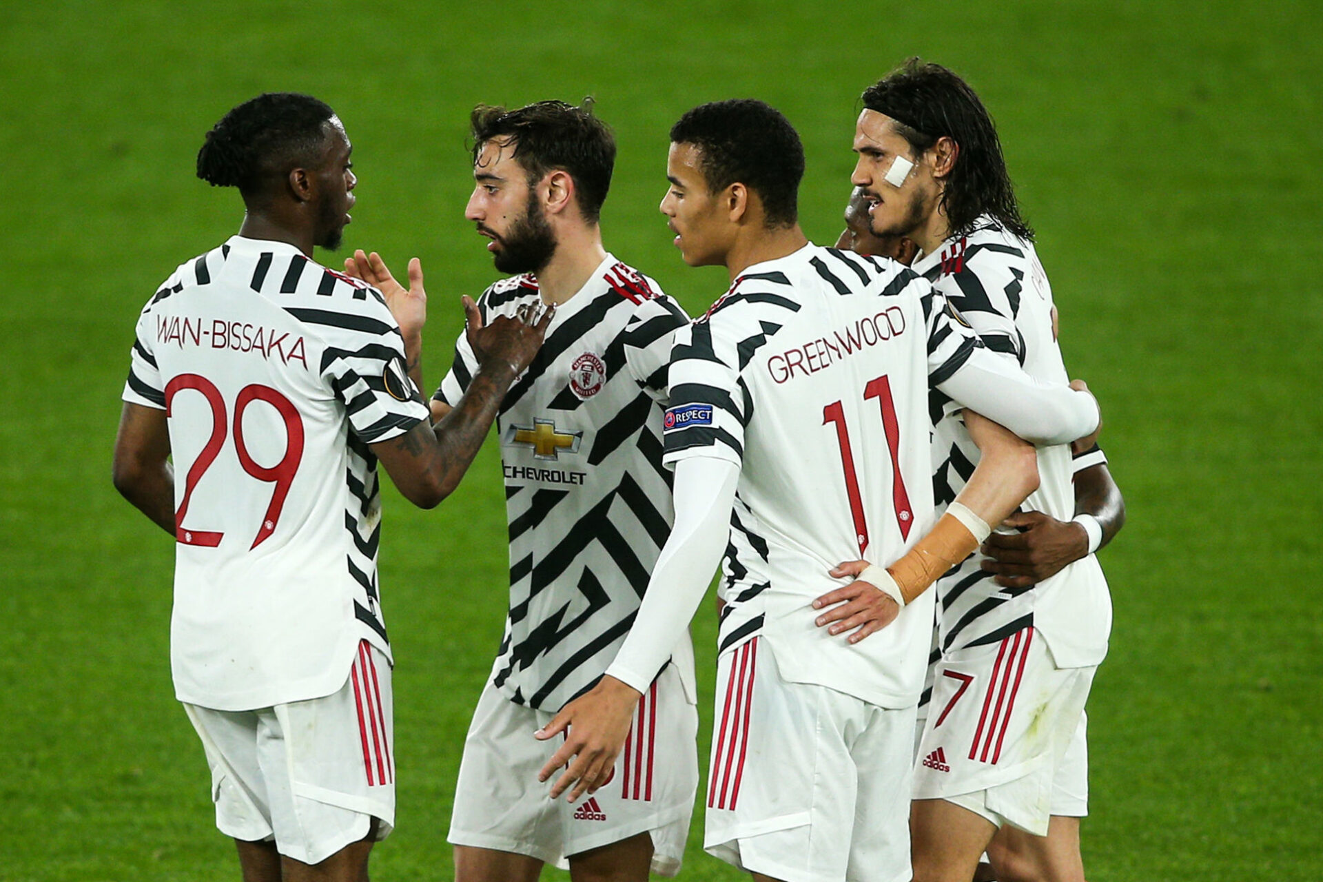 Aaron Wan-Bissaka, Bruno Fernandes, Mason Greenwood et Edinson Cavani sont tous titulaires contre Villarreal. Icon Sport