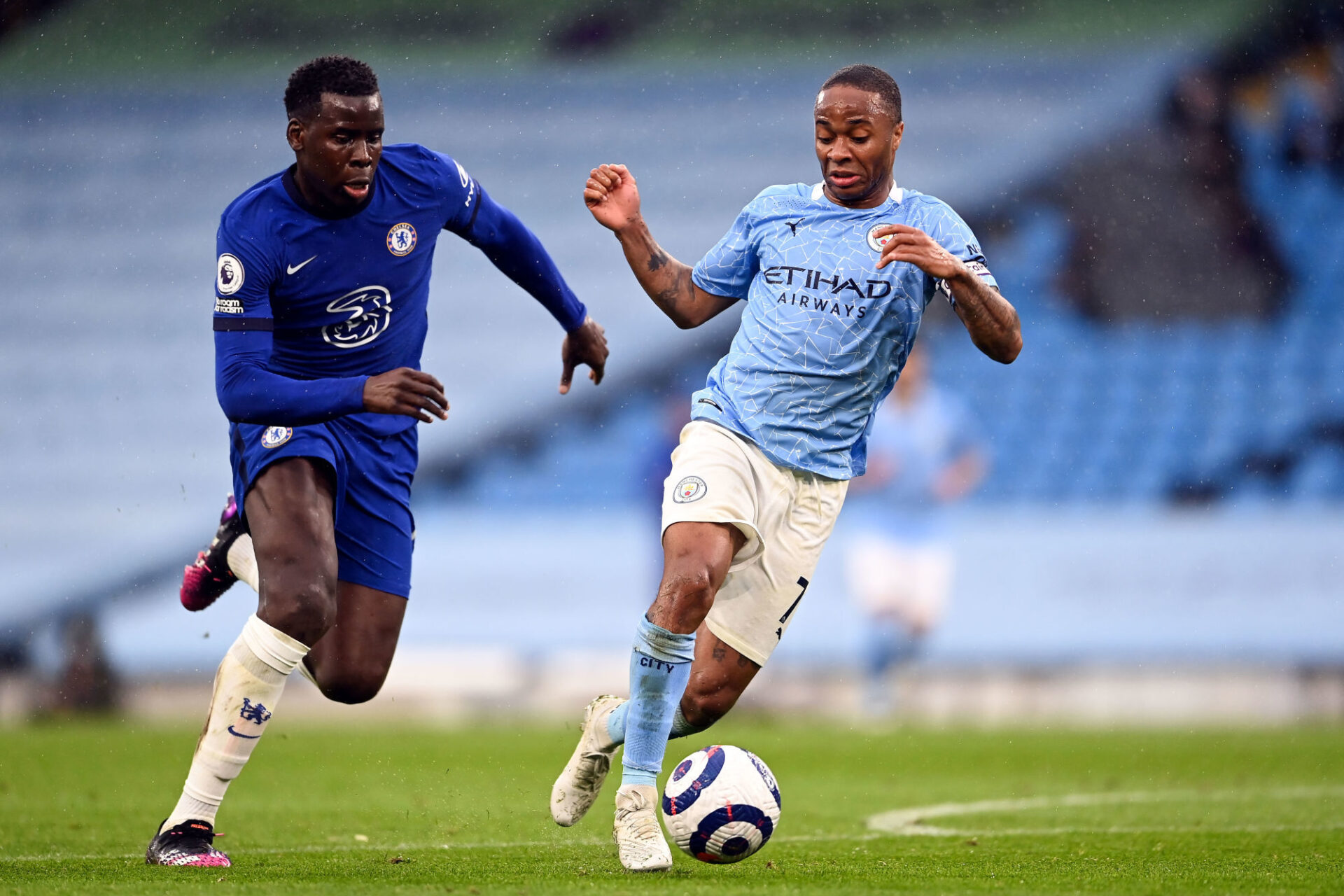 Après la Premier League, la Ligue des champions pour Raheem Sterling et Riyad Mahrez ? L'attaquant anglais en est convaincu. Icon Sport Après la Premier League, la Ligue des champions pour Raheem Sterling et Riyad Mahrez ? L'attaquant anglais en est convaincu. Icon Sport