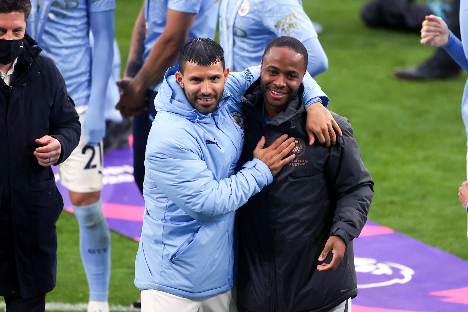 Après la Premier League, la Ligue des champions pour Raheem Sterling et Riyad Mahrez ? L'attaquant anglais en est convaincu. Icon Sport Après la Premier League, la Ligue des champions pour Raheem Sterling et Riyad Mahrez ? L'attaquant anglais en est convaincu. Icon Sport