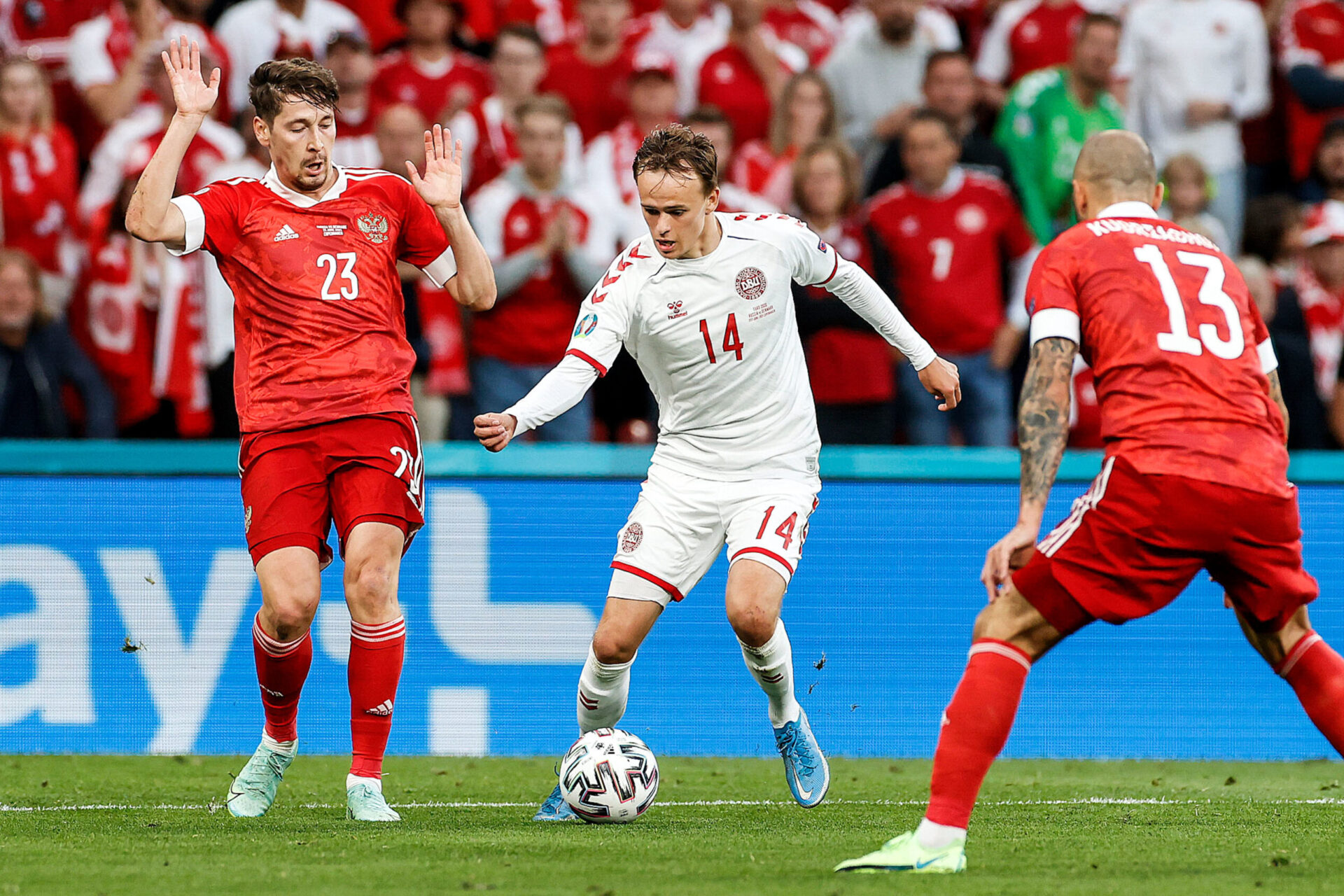 Mikkel Damsgaard a ouvert le score pour le Danemark (iconsport)
