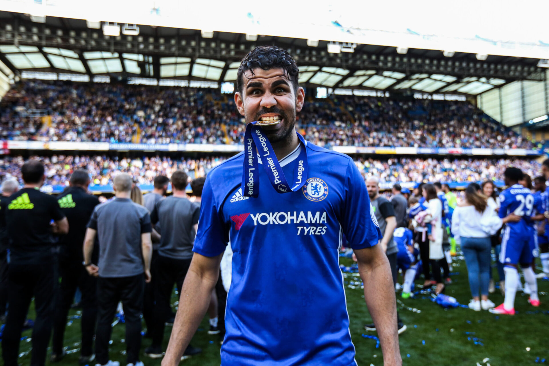 Diego Costa &agrave; l'entra&icirc;nement avec ses camarades de l'Atl&eacute;tico l'an dernier. Le joueur avait rompu son contrat pour manque de temps de jeu (iconsport)