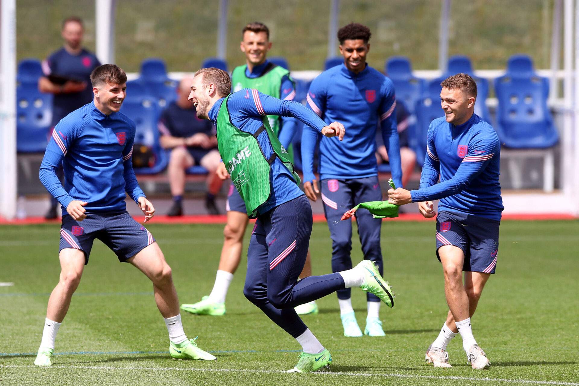 Kieran Trippier avec ses camarades de la sélection Harry Kane et Marcus Rashford (iconsport)