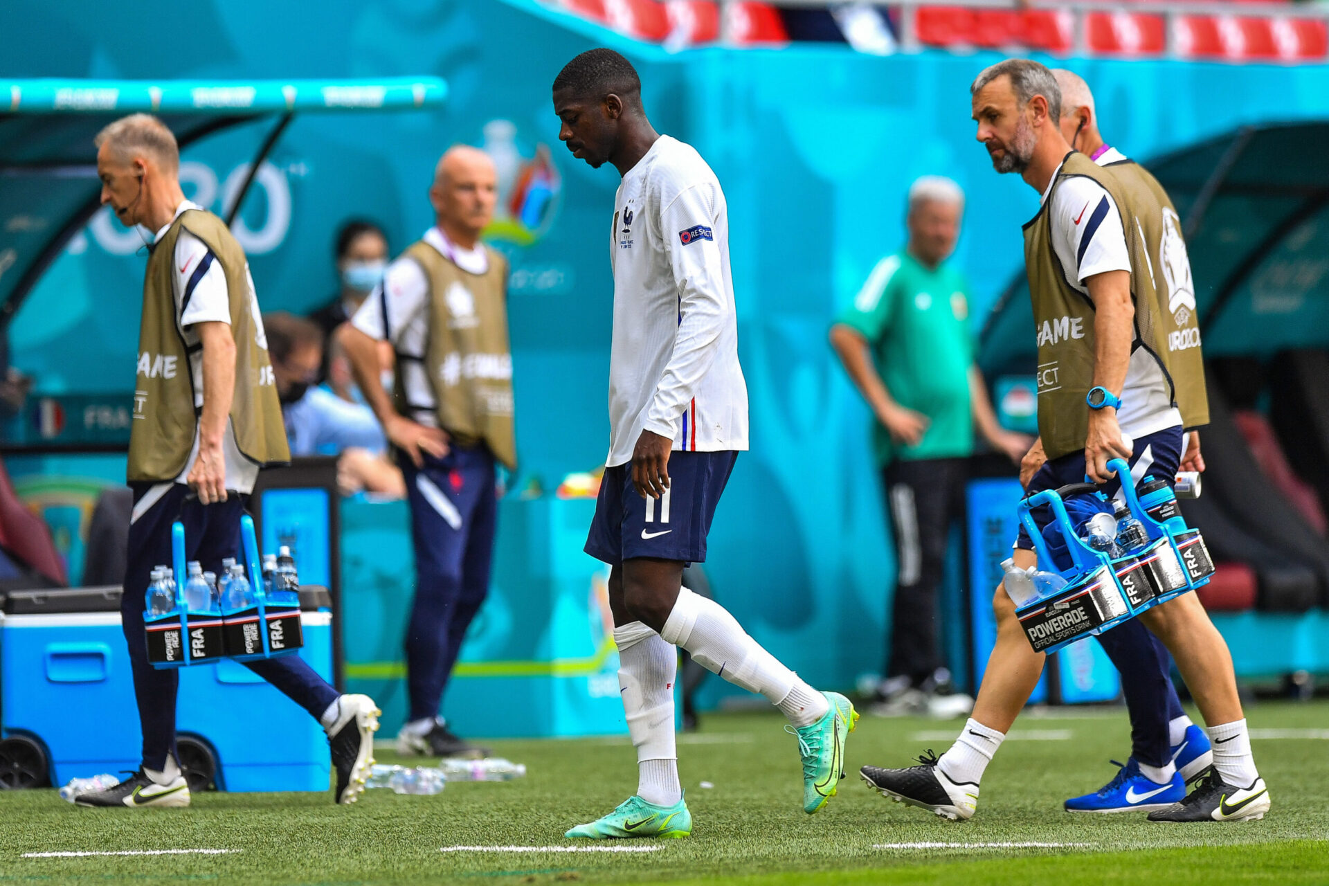 Ousmane Dembélé avait dû sortir sur blessure contre la Hongrie. Icon Sport Ousmane Dembélé avait dû sortir sur blessure contre la Hongrie. Icon Sport