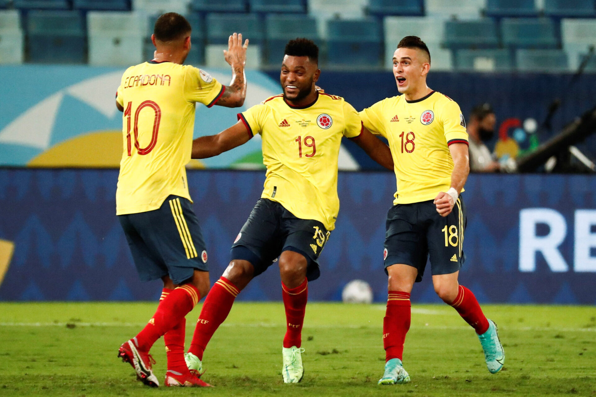 La joie d'Edwin Cardona, selul buteur du match lros de Colombie-Equateur - Icon Sport