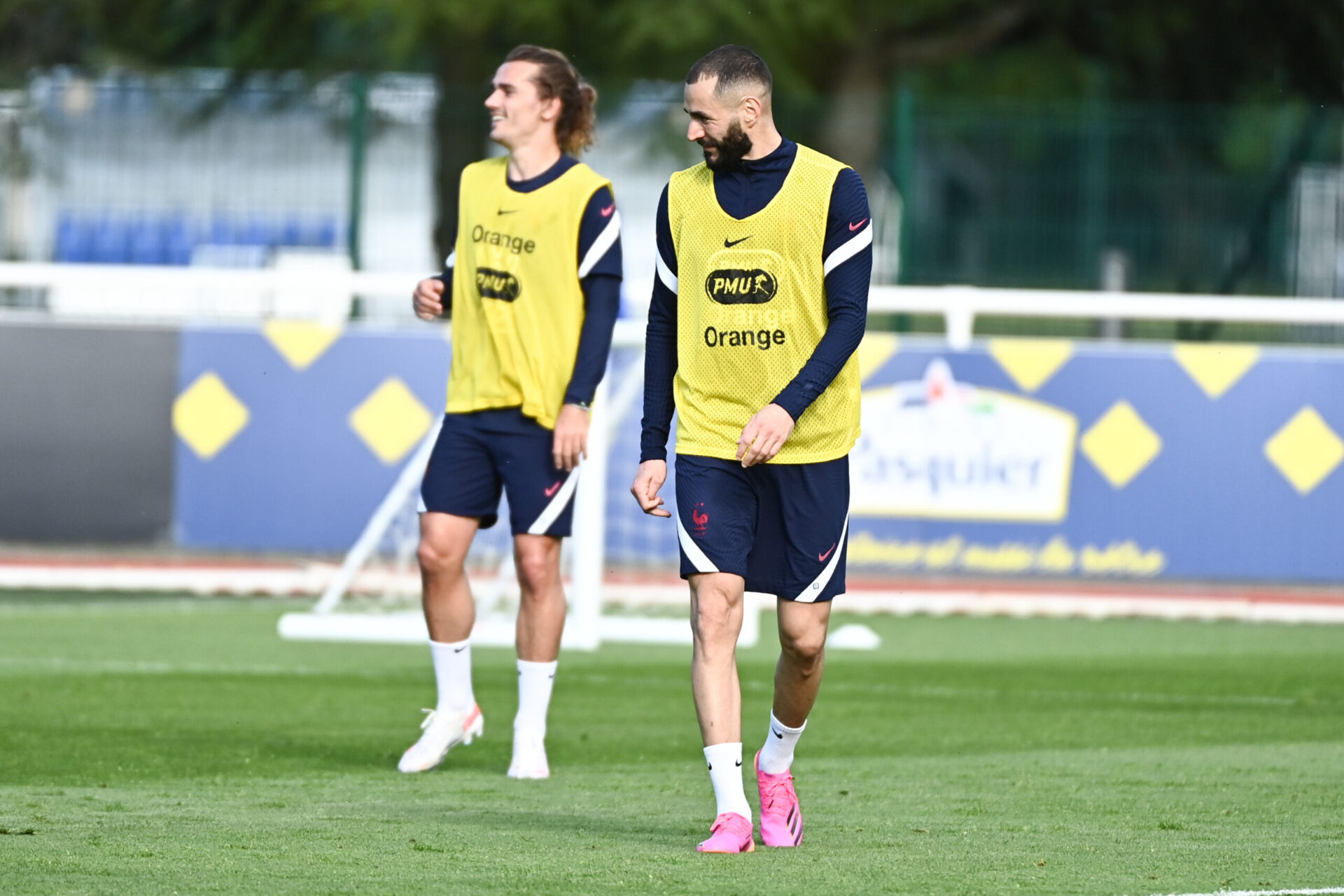 Antoine Griezmann et Karim Benzema lors d'une séance d'entrainement (iconsport)