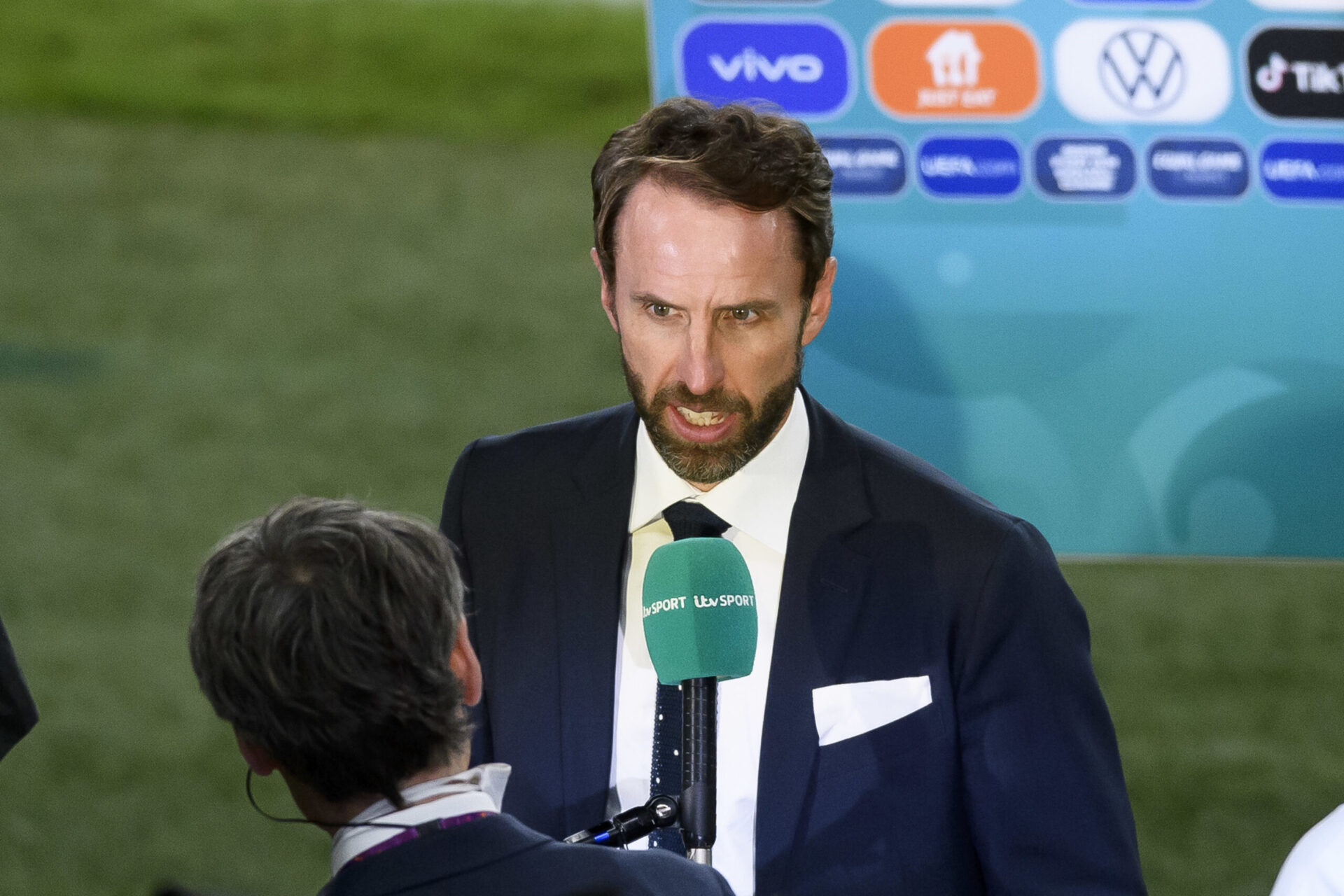 Gareth Southgate lors de l'interview d'apr&egrave;s-match (iconsport)
