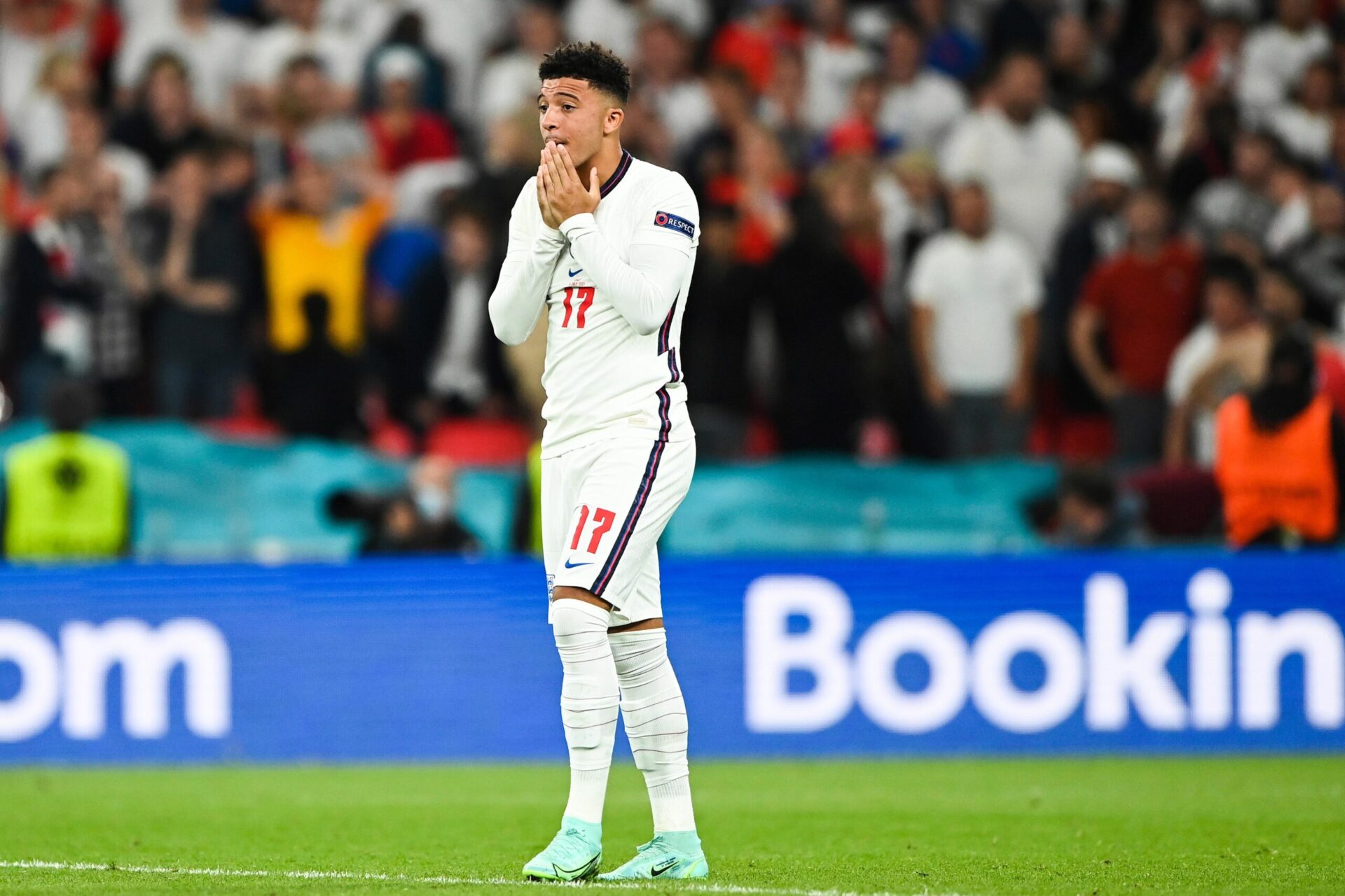 Jadon Sancho après son penalty manqué lors de la finale de l'Euro 2020 face à l'Italie (iconsport)