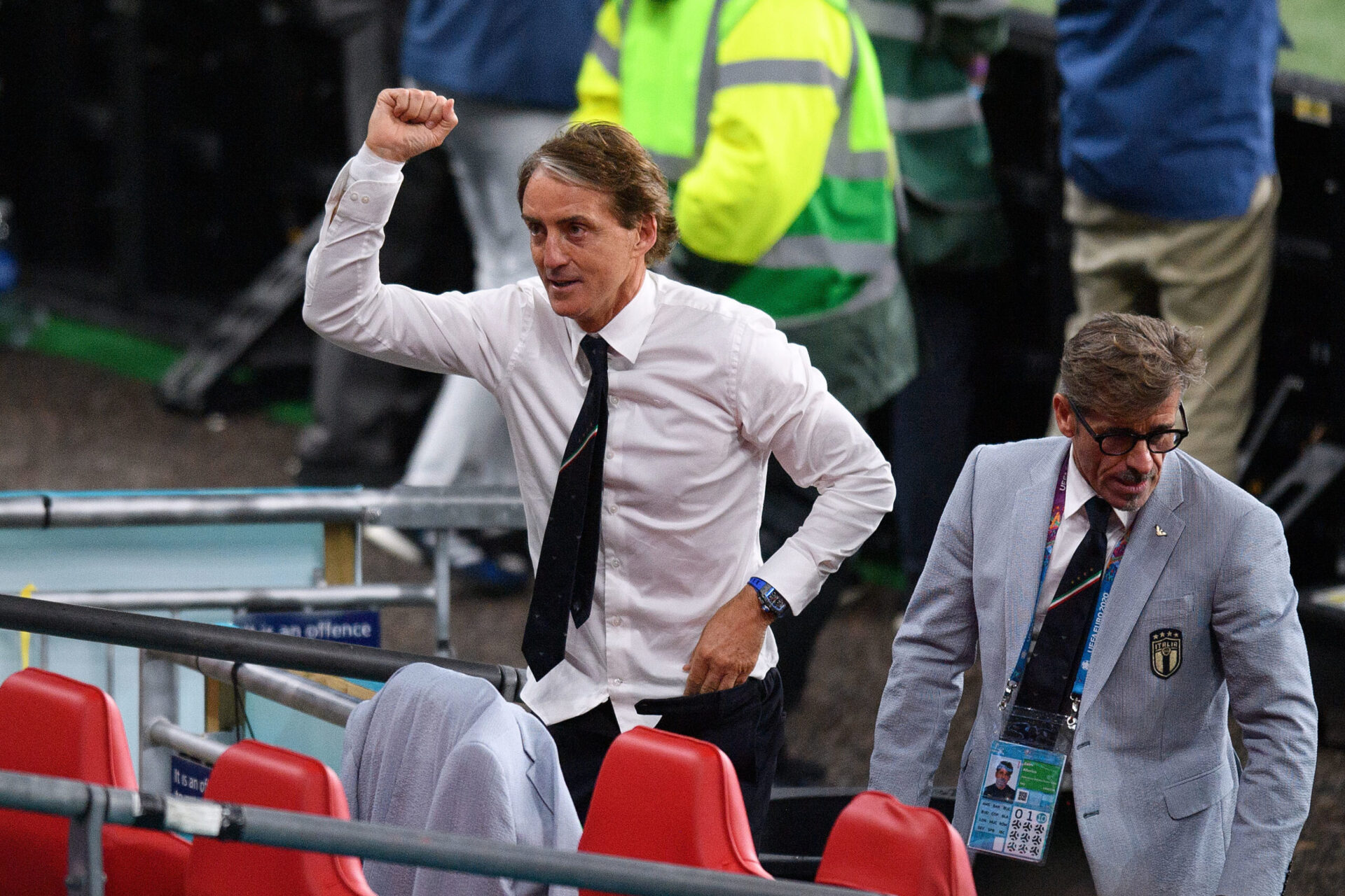 Roberto Mancini lors du match face &agrave; l'Espagne (iconsport)