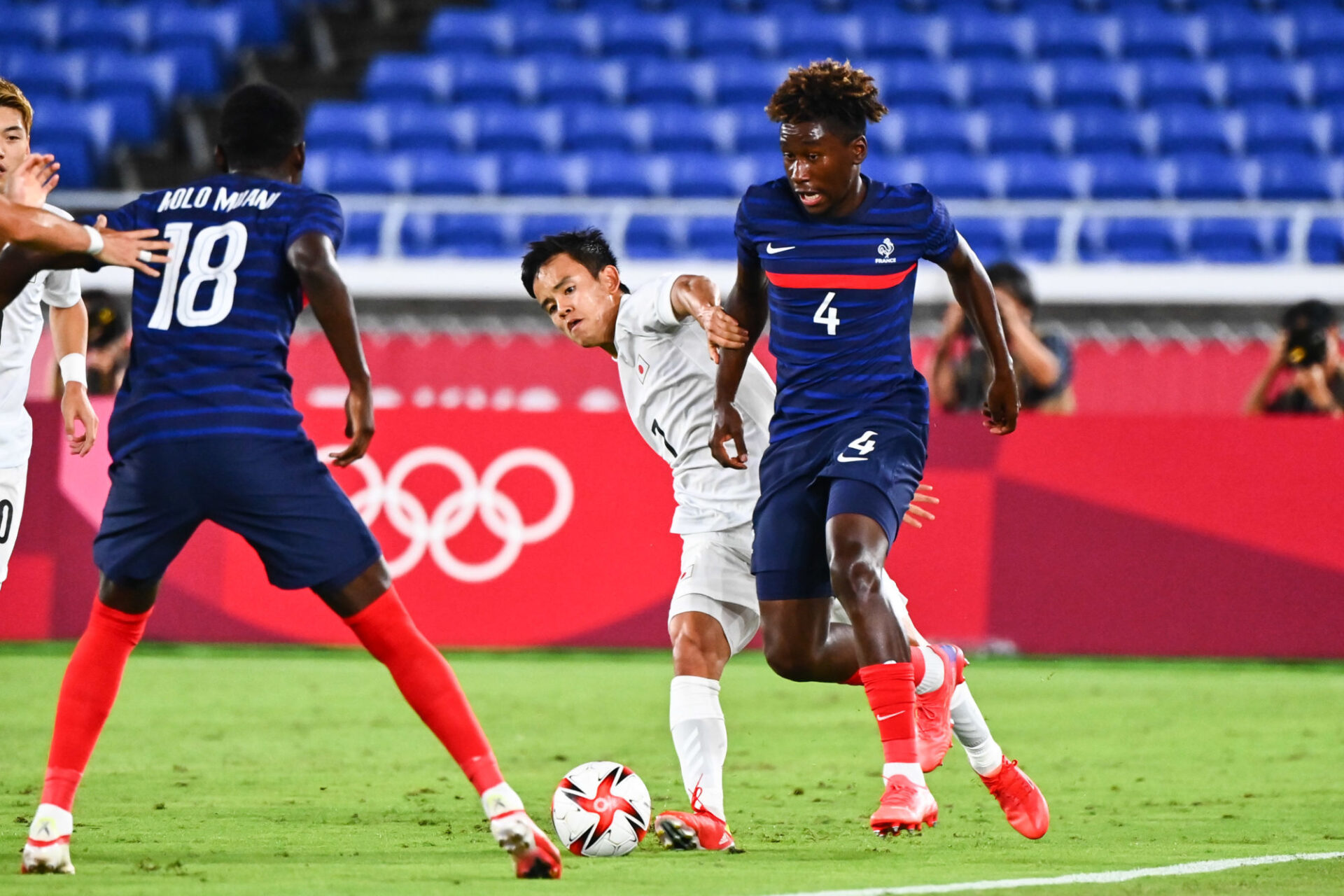 Timothée Pembélé, le défenseur du PSG, et les Bleus s'étaient montrés relativement solides lors de la première demi-heure contre le Japon. Icon Sport