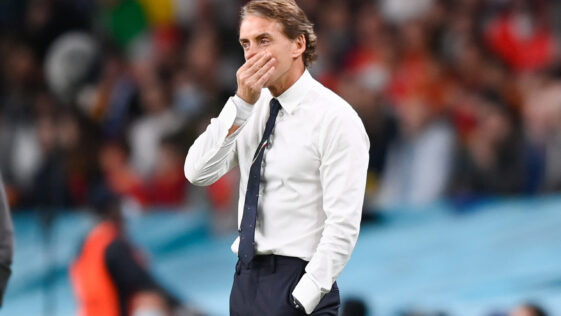Roberto Mancini a stressé lors de la rencontre face à l'Espagne (iconsport)