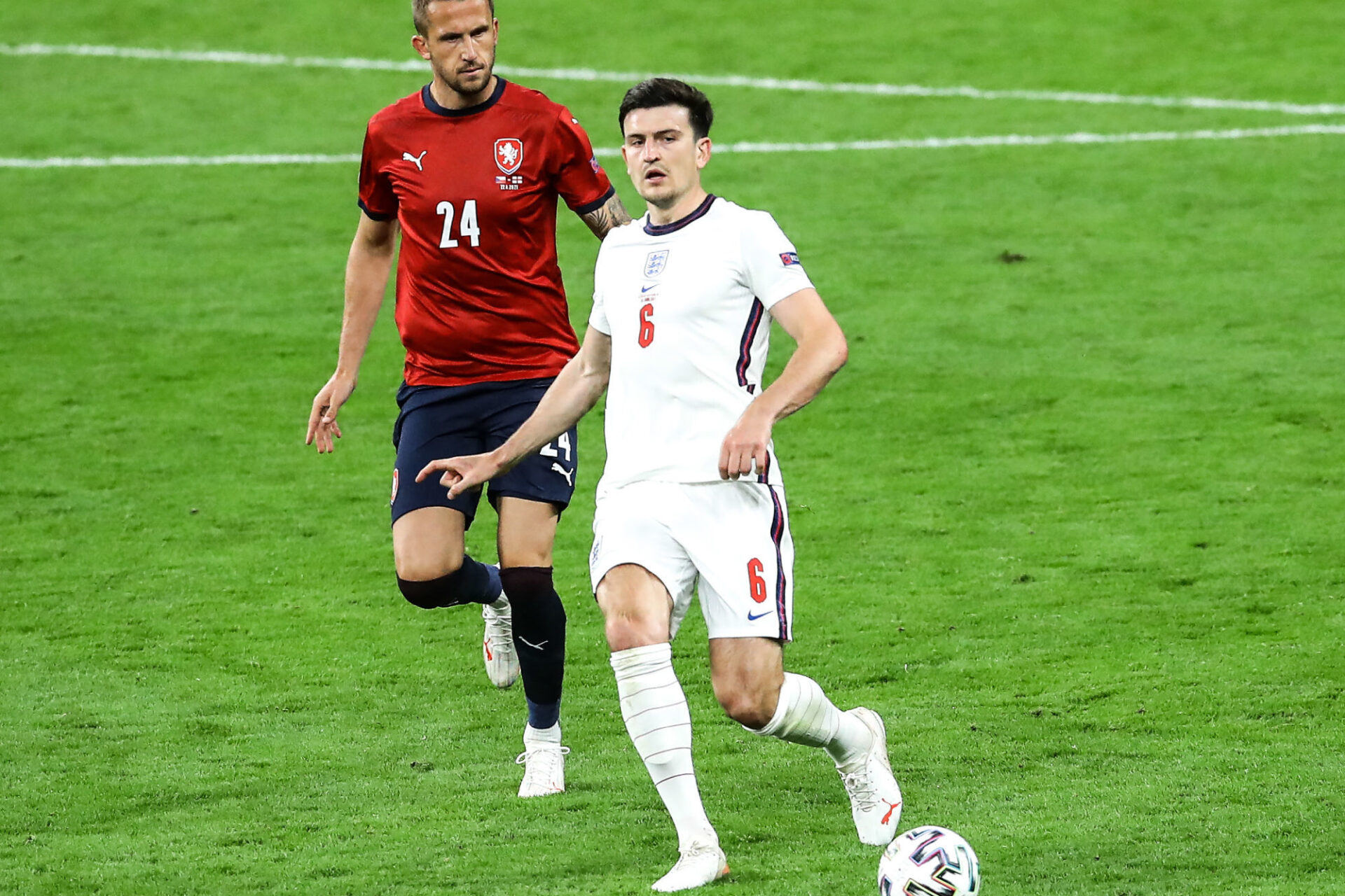 Harry Maguire a &eacute;t&eacute; souverain contre la R&eacute;publique tch&egrave;que, comme depuis le d&eacute;but de la saison. Icon Sport