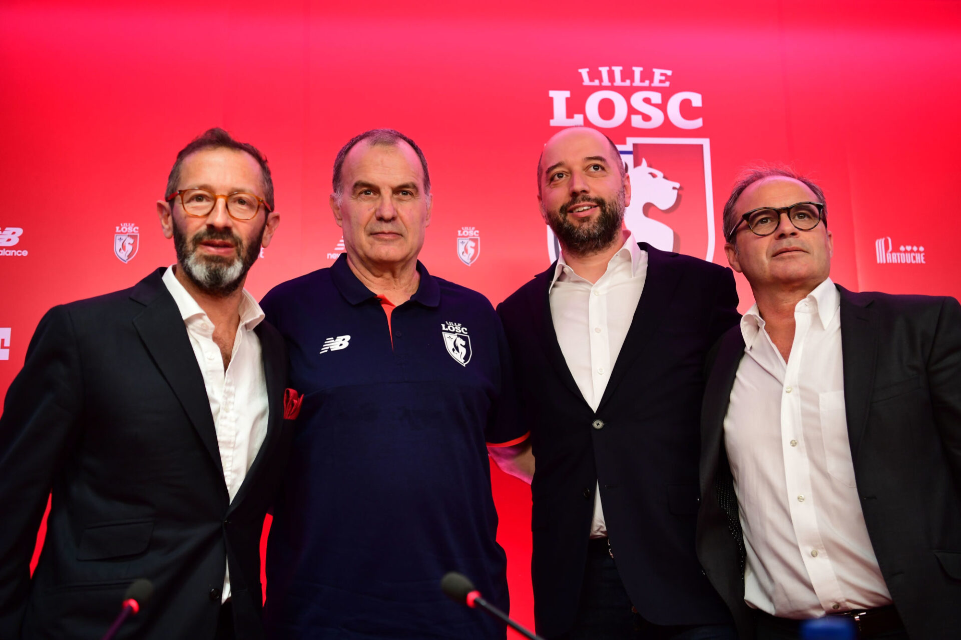 Gerard Lopez (deuxième à droite) et Luis Campos (à droite) ont laissé les commandes du LOSC à Merlyn Partners en décembre 2020, emmenant avec eux leur politique de trading. Icon Sport