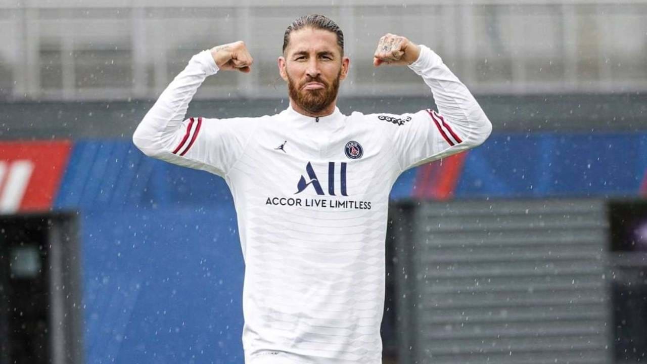 Sergio Ramos lors d'une s&eacute;ance individuelle avec le PSG (iconsport)