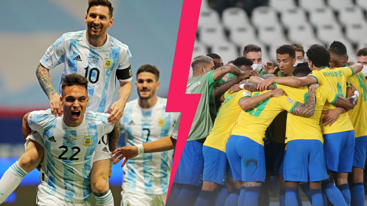 L'Argentine &agrave; gauche, le Br&eacute;sil &agrave; droite : les deux mastodontes du football sud-am&eacute;ricain seront sur le ring pour en d&eacute;coudre en finale de la Copa Am&eacute;rica, dimanche 11 juillet &agrave; 2h. Icon Sport