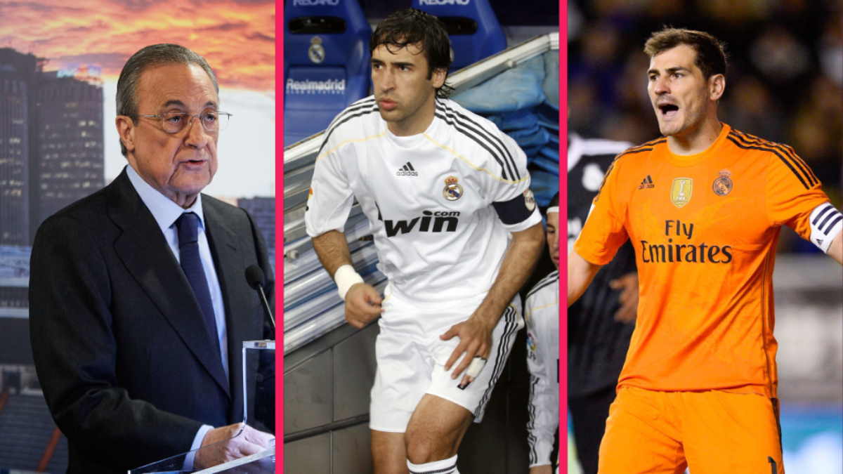 Raúl (au centre) et Iker Casillas (à droite), des légendes du Real Madrid au statut écorné par Florentino Pérez (à gauche)... Icon Sport Raúl (au centre) et Iker Casillas (à droite), des légendes du Real Madrid au statut écorné par Florentino Pérez (à gauche)... Icon Sport