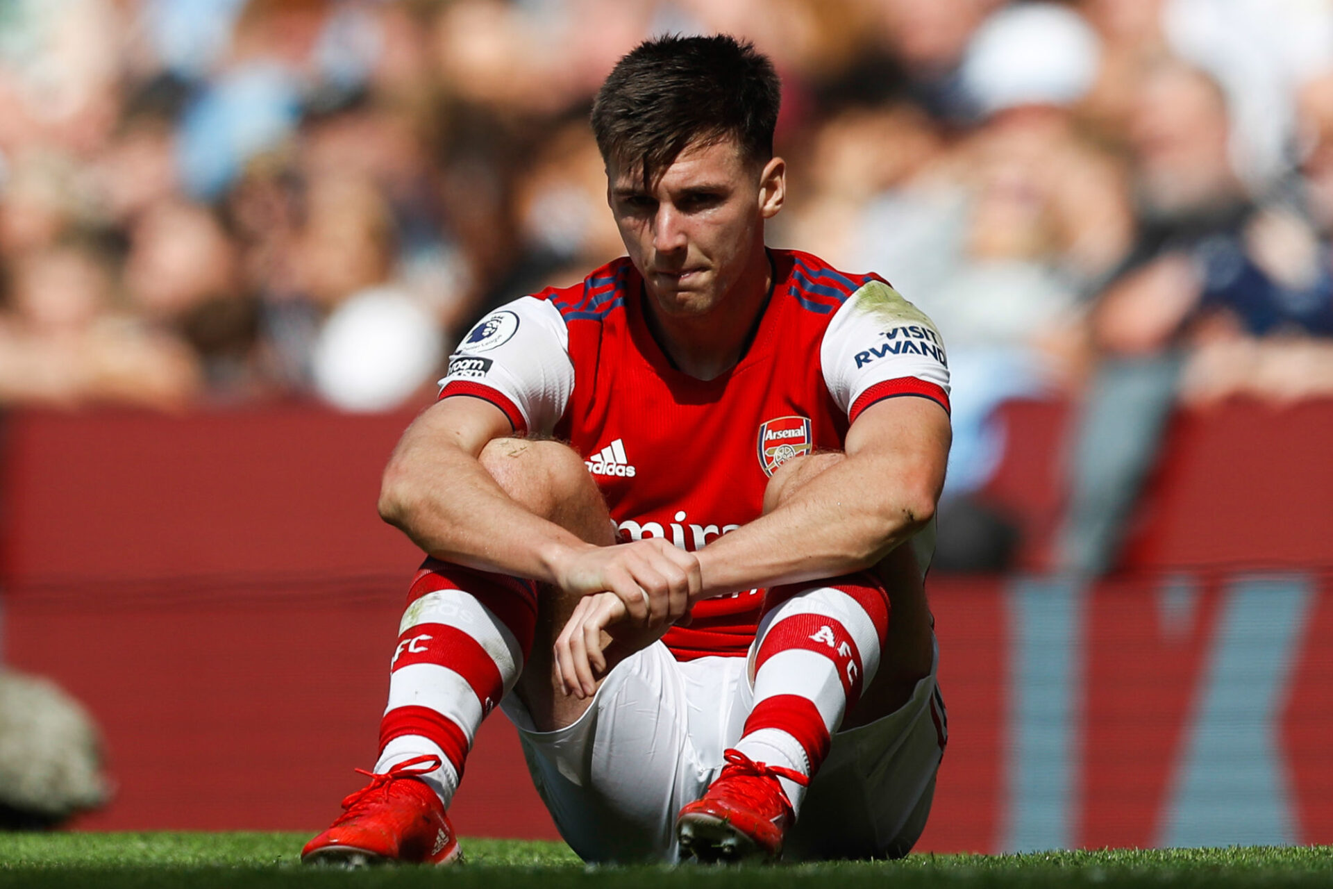 Kieran Tierney, impuissant comme tous ses partenaires face à Manchester City. Icon SPort