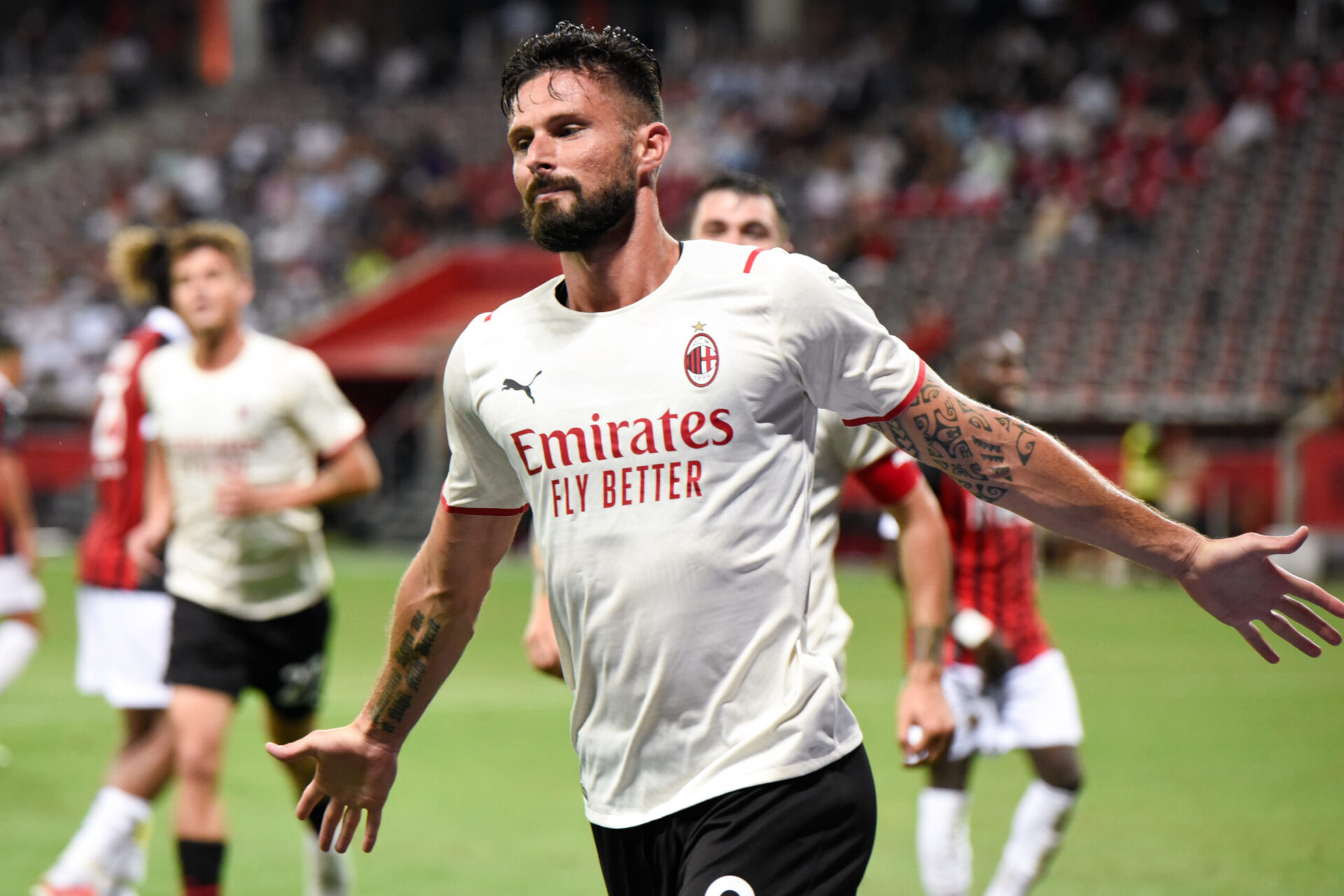Olivier Giroud a marqué après quatre minutes seulement pour son premier match avec l'AC Milan (iconsport)