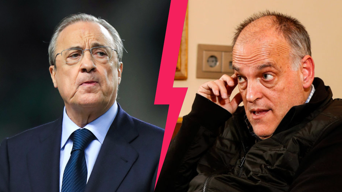 Florentino Pérez en a assez de Javier Tebas (à droite), le patron de la Liga. Icon Sport Florentino Pérez en a assez de Javier Tebas (à droite), le patron de la Liga. Icon Sport