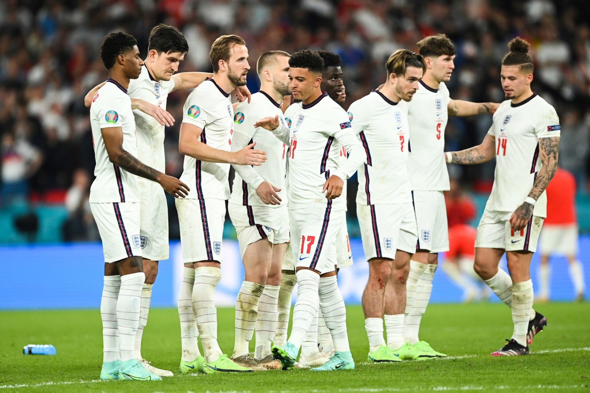 Gareth Southgate a rappelé l'immense majorité de sa sélection finaliste de l'Euro 2020, à l'exception d'un Marcus Rashford (à gauche) toujours blessé. Icon Sport
