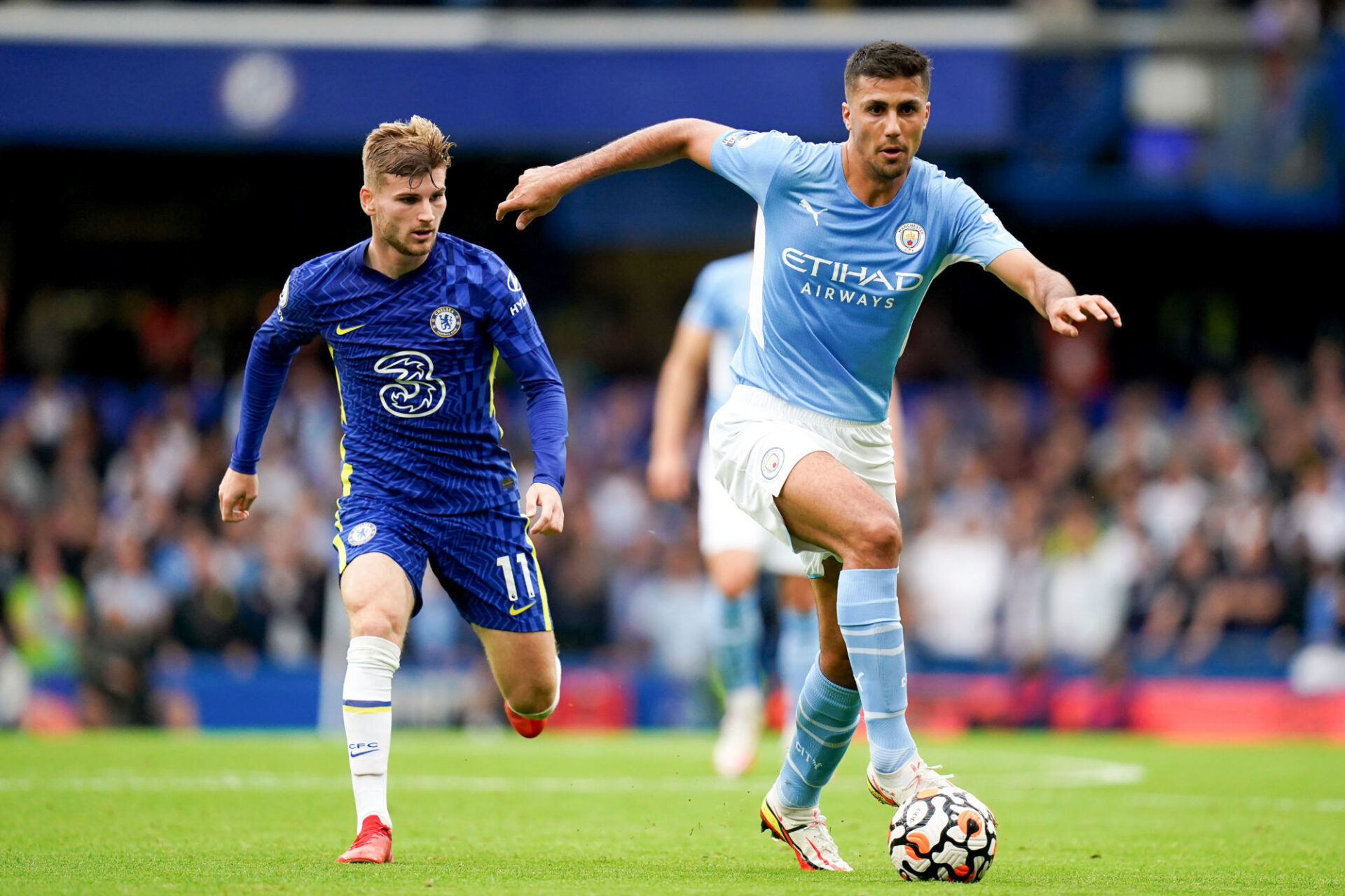 Le Manchester City de Rodri a fait courir le Chelsea de Timo Werner après le ballon pendant toute la première période. Icon Sport