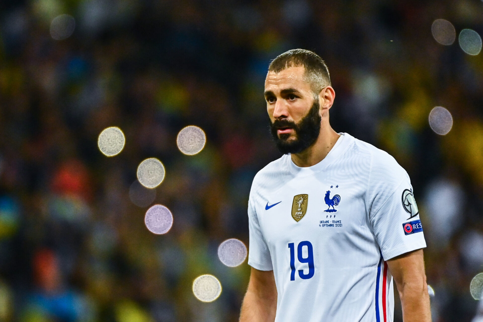 Rempla&ccedil;ant au coup d'envoi, Karim Benzema n'a pas r&eacute;ussi &agrave; forcer la d&eacute;cision pour la France apr&egrave;s son entr&eacute;e en jeu contre l'Ukraine. Icon SPort