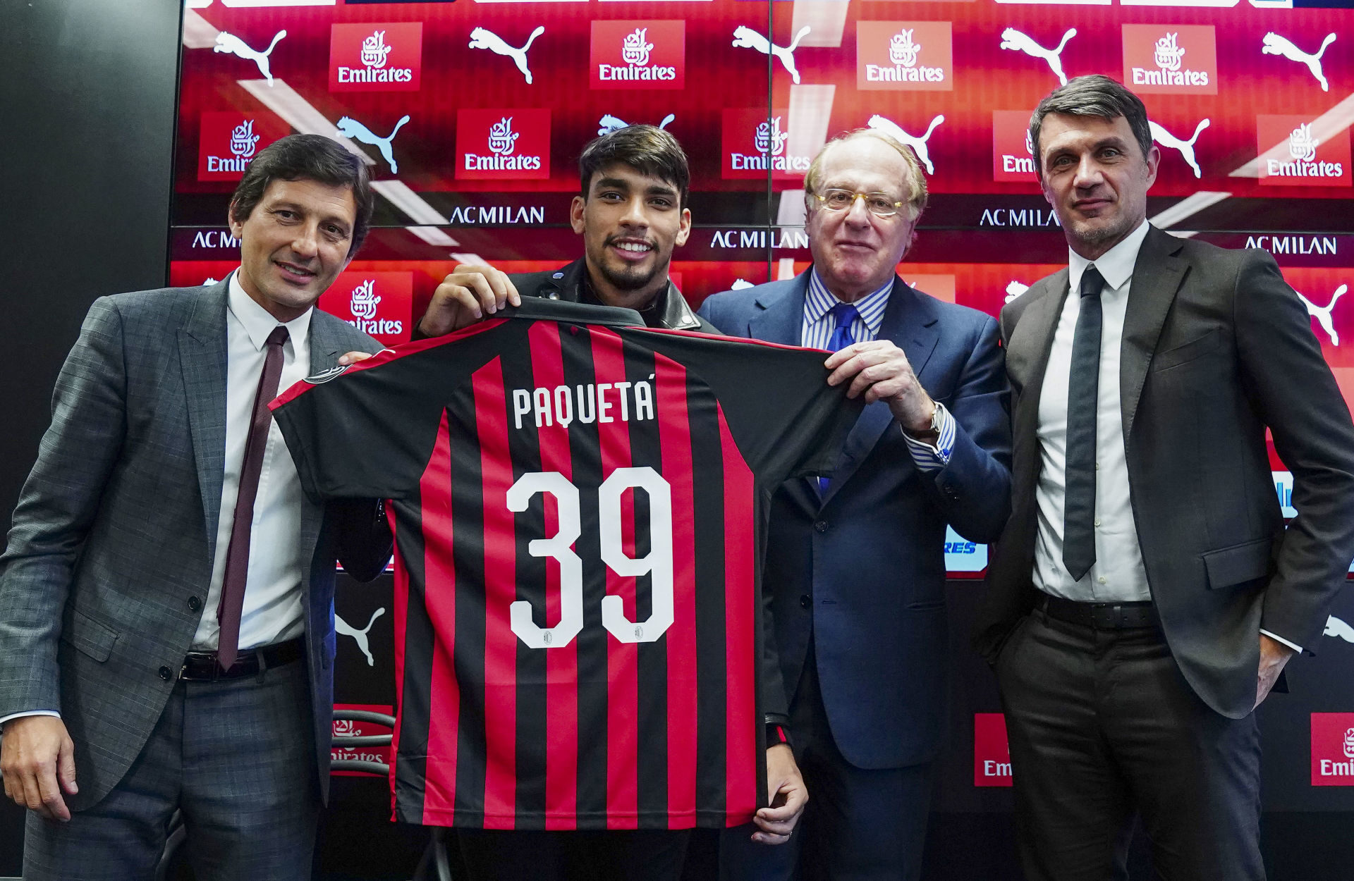 C'est Leonardo (à gauche), alors directeur sportif de l'AC Milan, qui a fait venir Lucas Paqueta en janvier 2019. Icon Sport