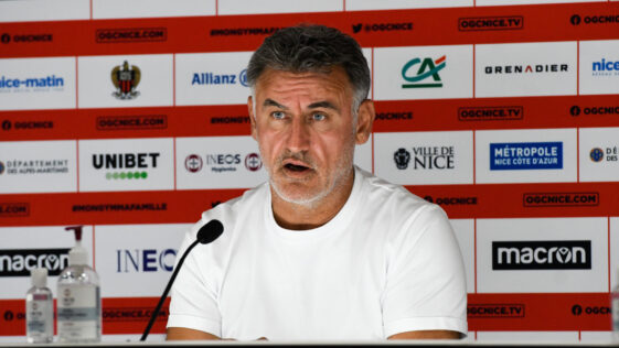 Christophe Galtier, l'entraîneur de Nice, en conférence de presse. Icon Sport