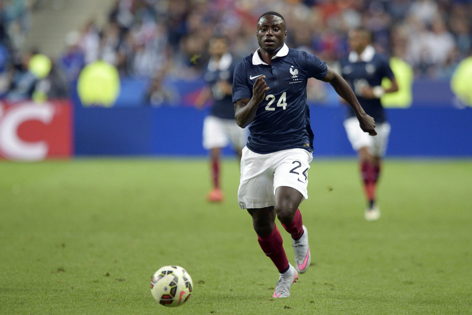 Paul-Georges Ntep a honor&eacute; la premi&egrave;re de ses deux s&eacute;lections en Bleu face &agrave; la Belgique (3-4), en 2015. Icon Sport