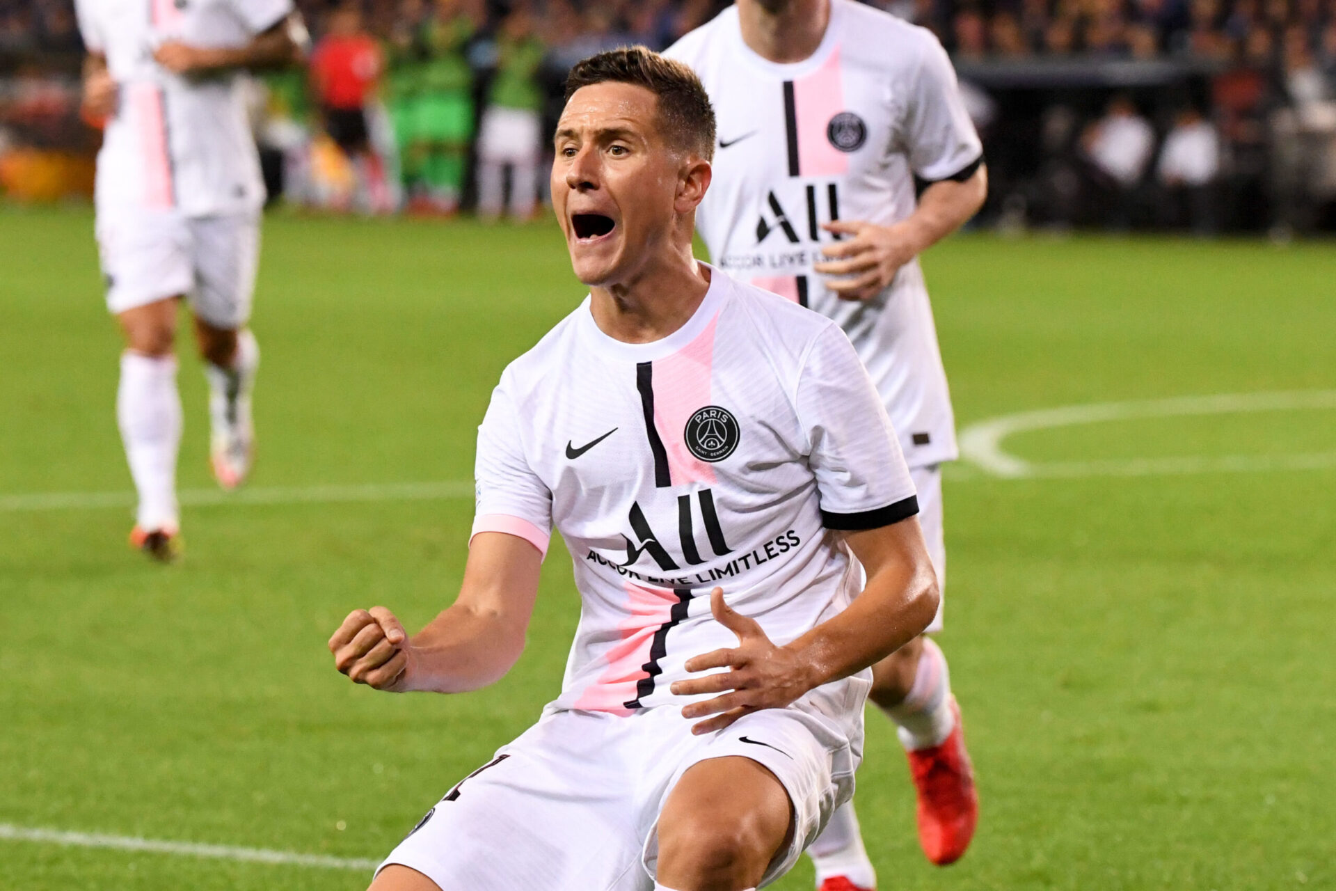 Ander Herrera célébrant son but avec les Parisiens lors de la Ligue des Champions en 2022 (Icon Sport)