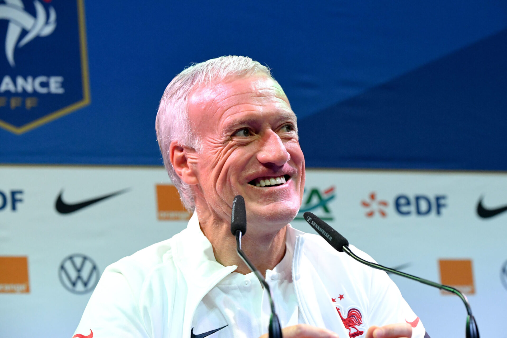En conférence de presse, Didier Deschamps a expliqué que les Bleus visaient la victoire finale au Final 4 de la Ligue des nations (iconsport)