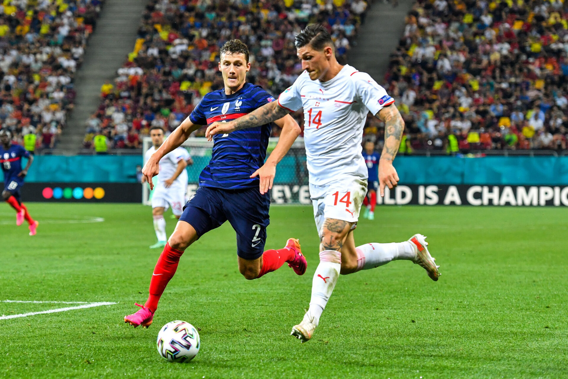 Benjamin Pavard est tout sauf un piston droit, comme il l'a montré lors de son naufrage face à la Suisse à l'Euro. Icon Sport