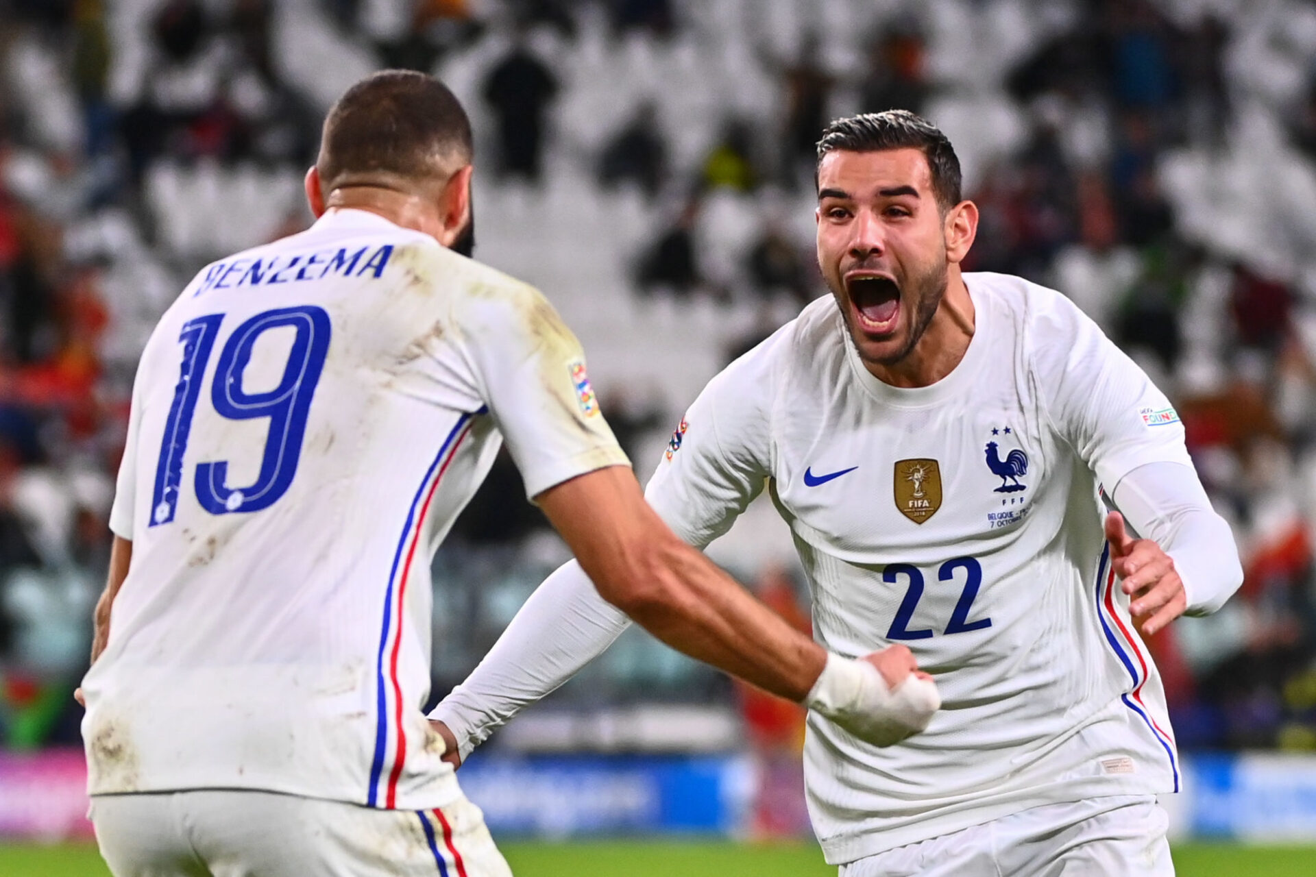 Théo Hernandez a symbolisé le désir brûlant des Bleus de ne pas se contenter du match nul et d'aller chercher la victoire. Icon Sport