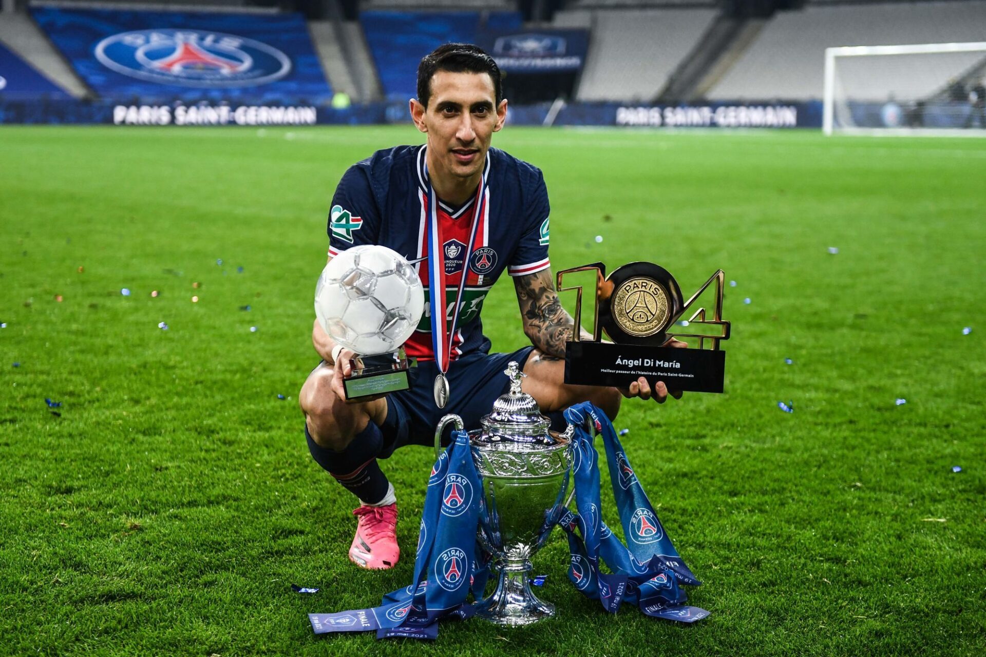 Ángel Di María est entré dans l'histoire du PSG le 20 mai dernier après avoir dépassé le record de passes décisives du club. Icon Sport
