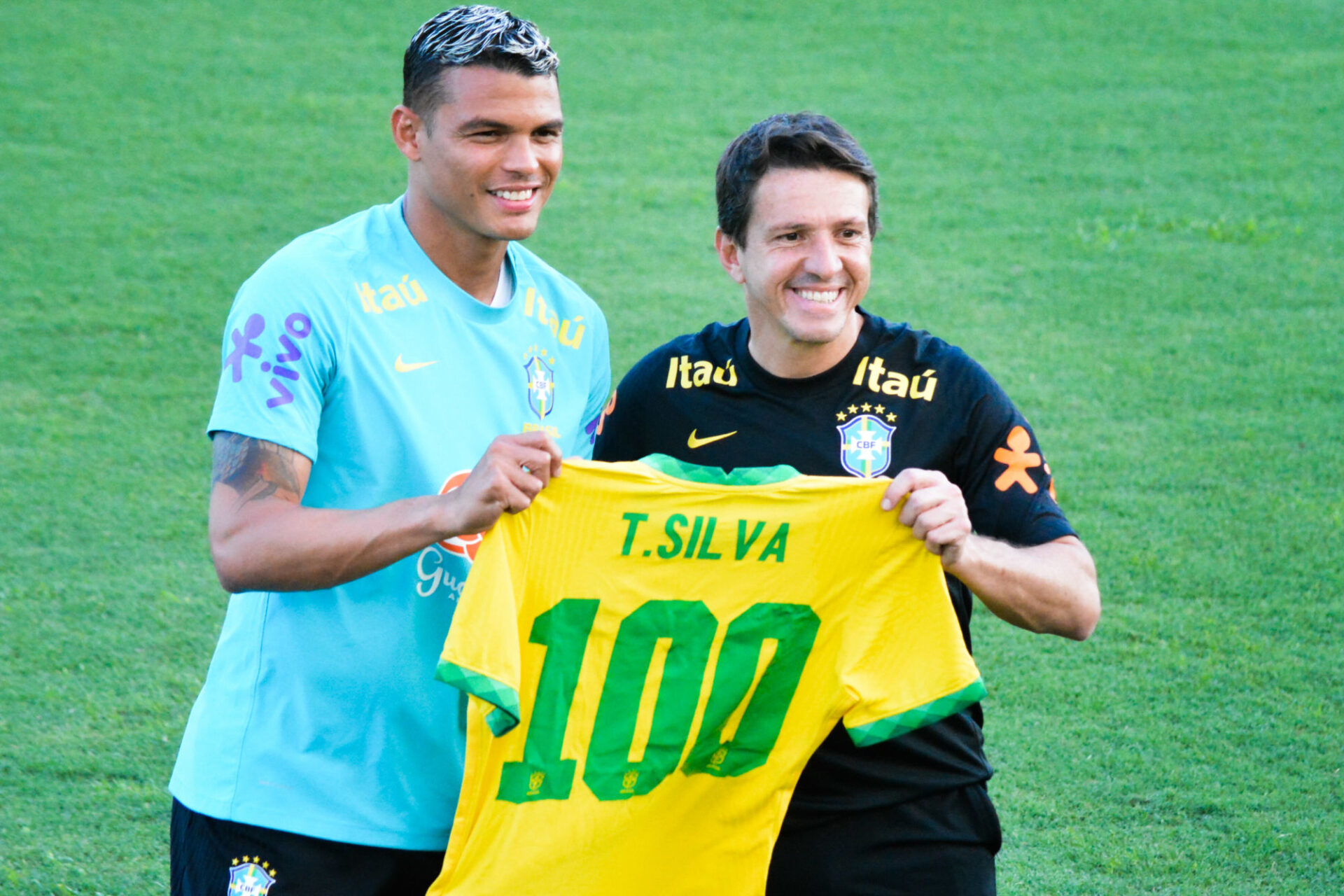 Thiago Silva a fêté sa 100e sélection contre la Colombie. Icon Sport