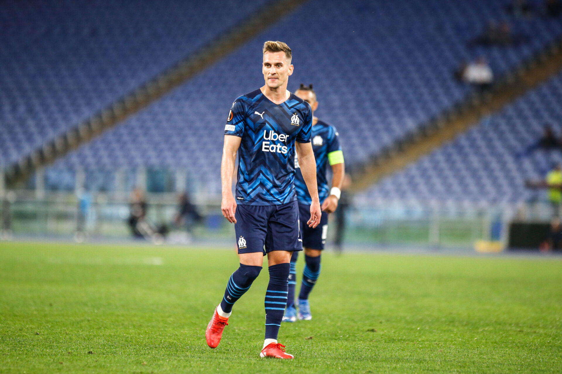 Arkadiusz Milik &eacute;tait titulaire en Ligue Europa &agrave; la pointe de l'attaque de l'OM face &agrave; la Lazio. Icon Sport