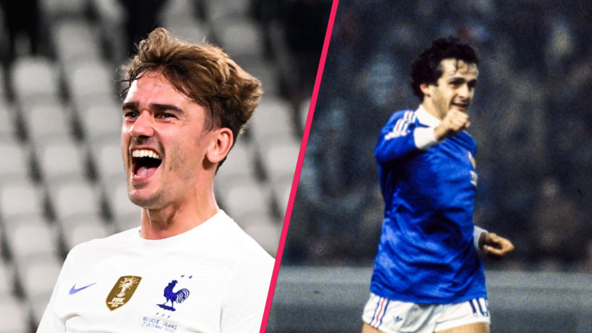 Antoine Griezmann et Michel Platini occupent actuellement la troisième place ex-aequo du classement, avec 41 buts. Icon SPort