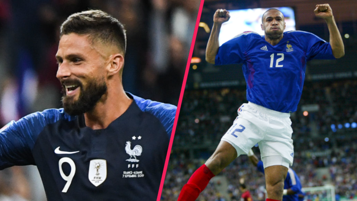Olivier Giroud et ses 46 buts en équipe de France reste bloqué à cinq unités de Thierry Henry (51). Icon Sport