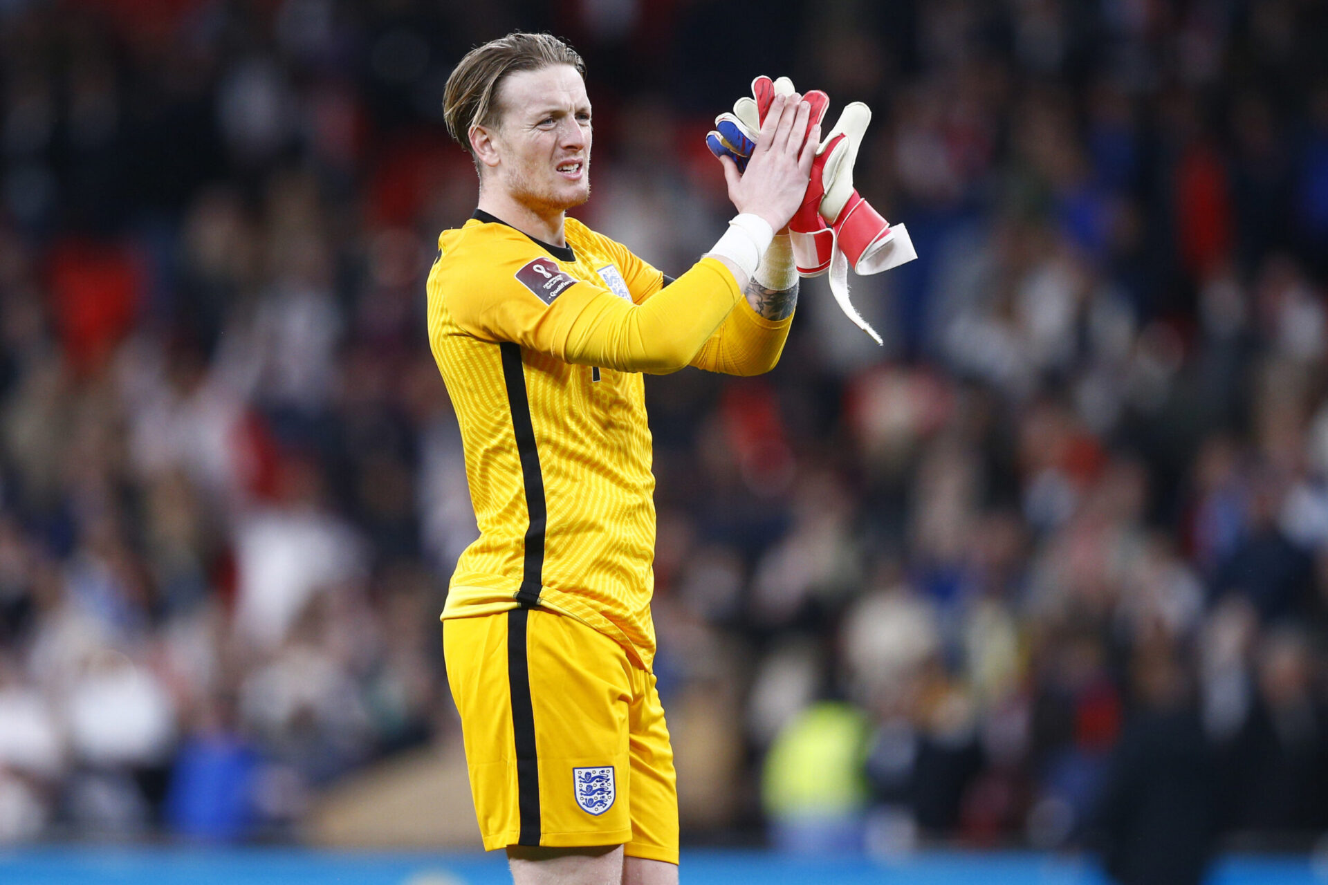 Jordan Pickford, cible prioritaire d'Antonio Conte pour occuper le poste de gardien de but à Tottenham la saison prochaine. Icon Sport