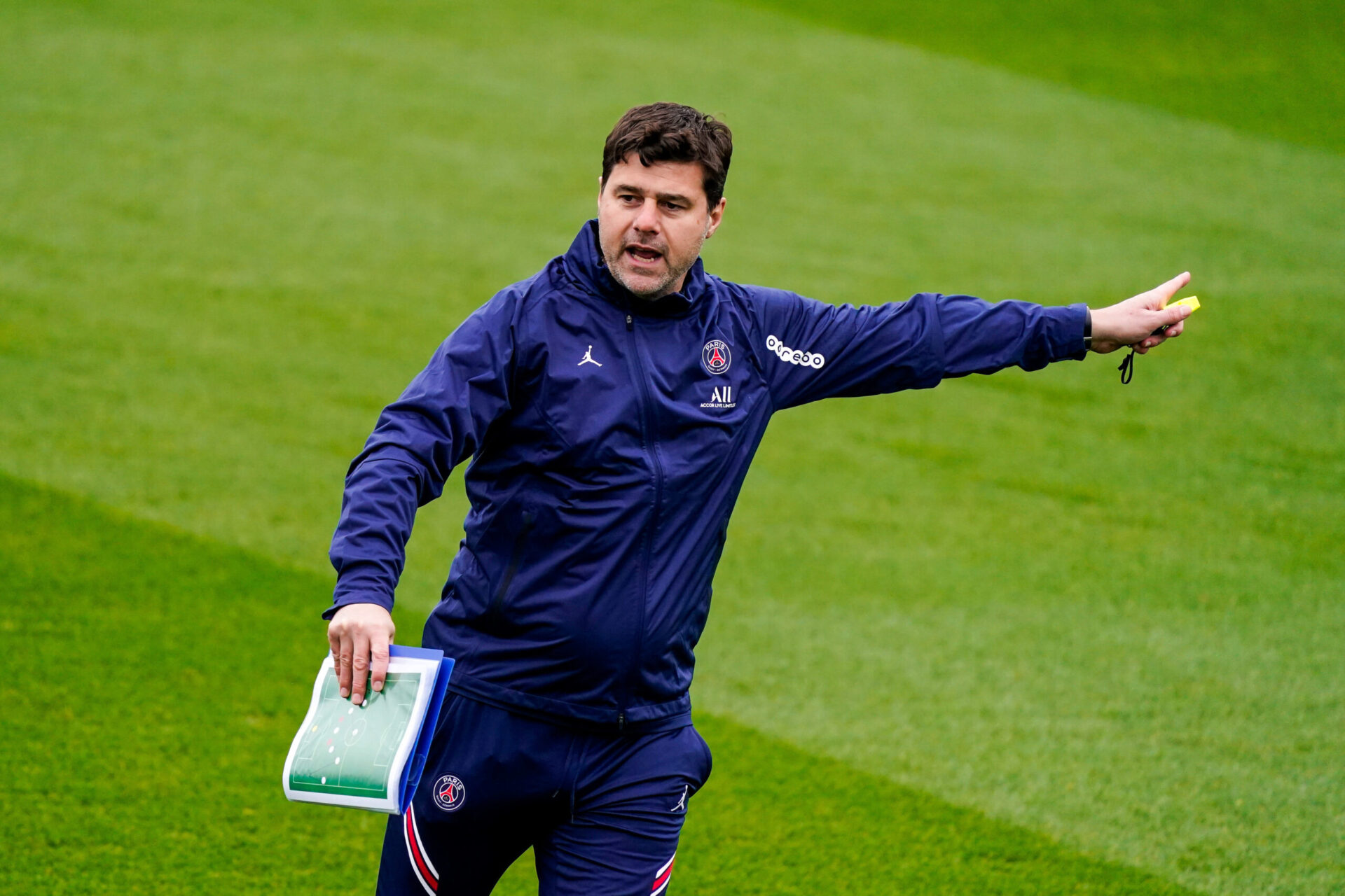 Mauricio Pochettino lors de la derni&egrave;re s&eacute;ance d'entrainement du PSG (iconsport)