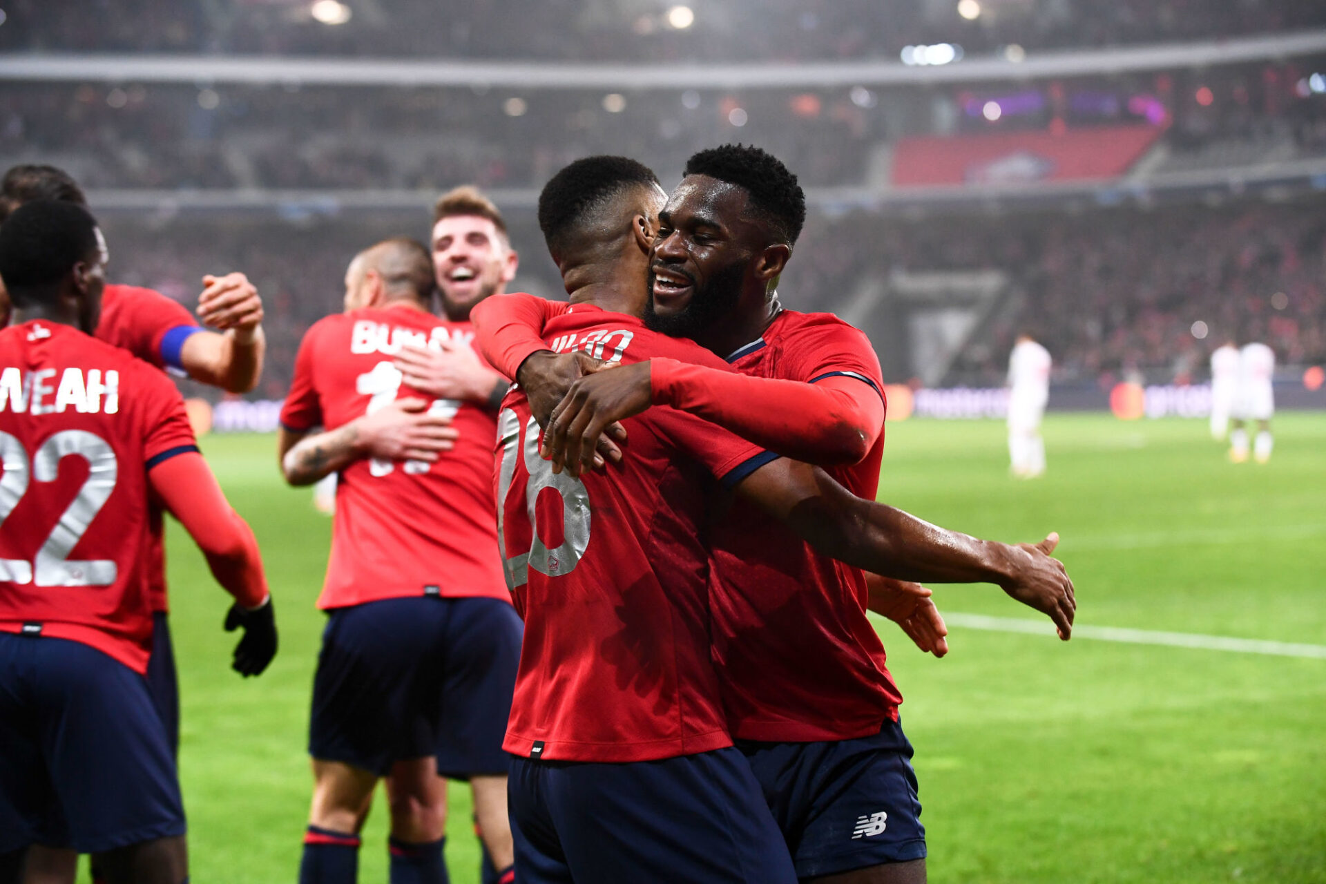 La joie de Reinildo et Bamba sur le but du LOSC (iconsport)