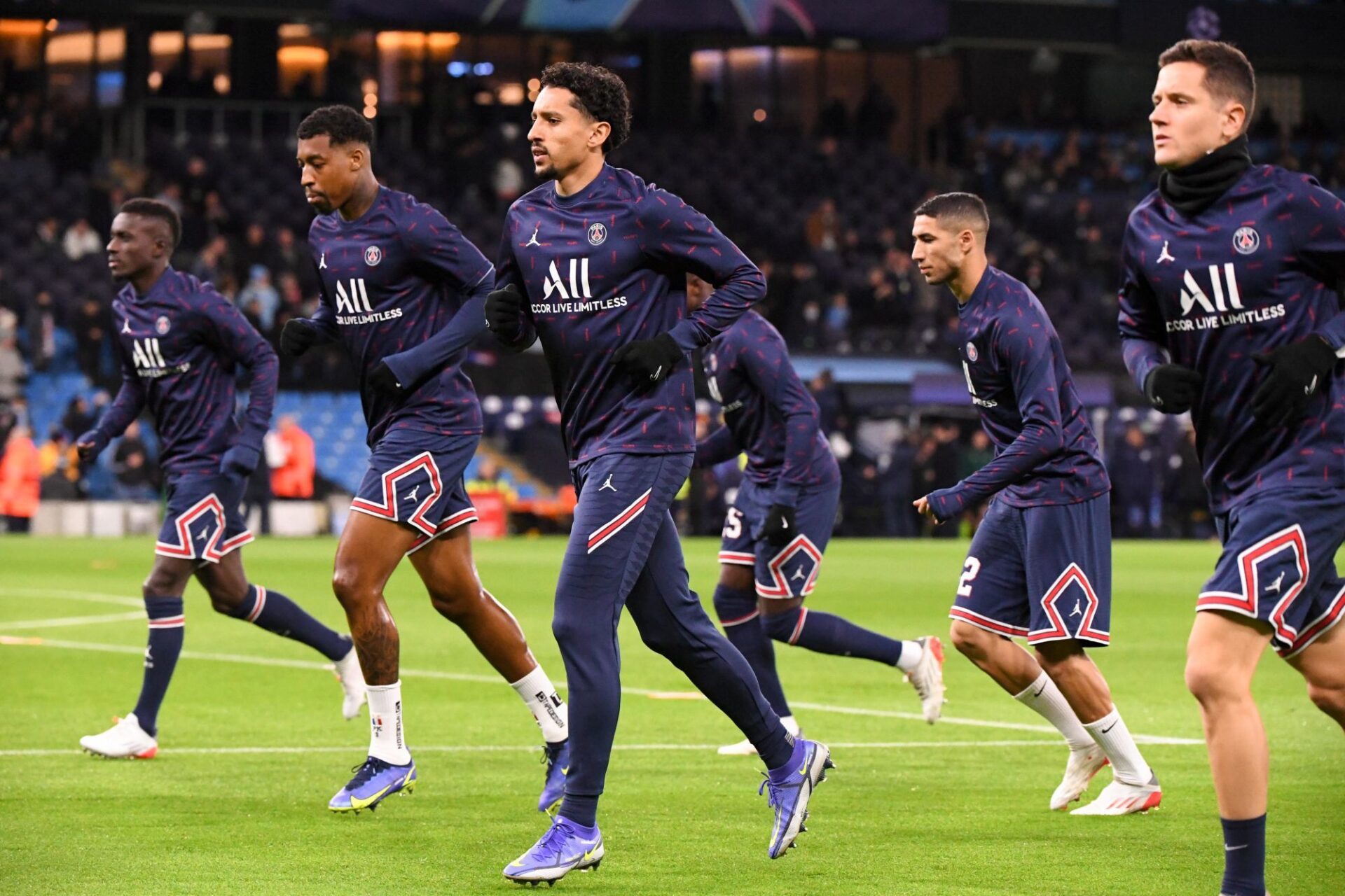 Marquinhos et ses coéquipiers avant PSG - Man City (iconsport)