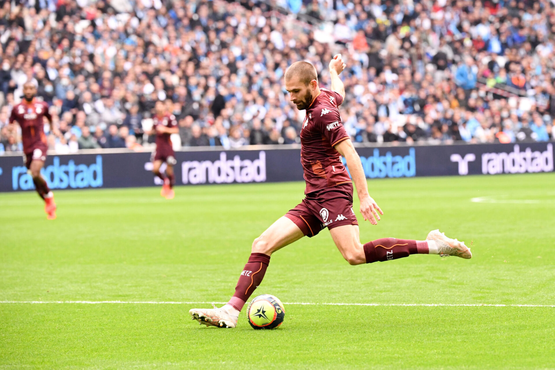 Thomas Delaine a touché deux fois les montants contre l'Olympique de Marseille, au Vélodrome. Icon Sport