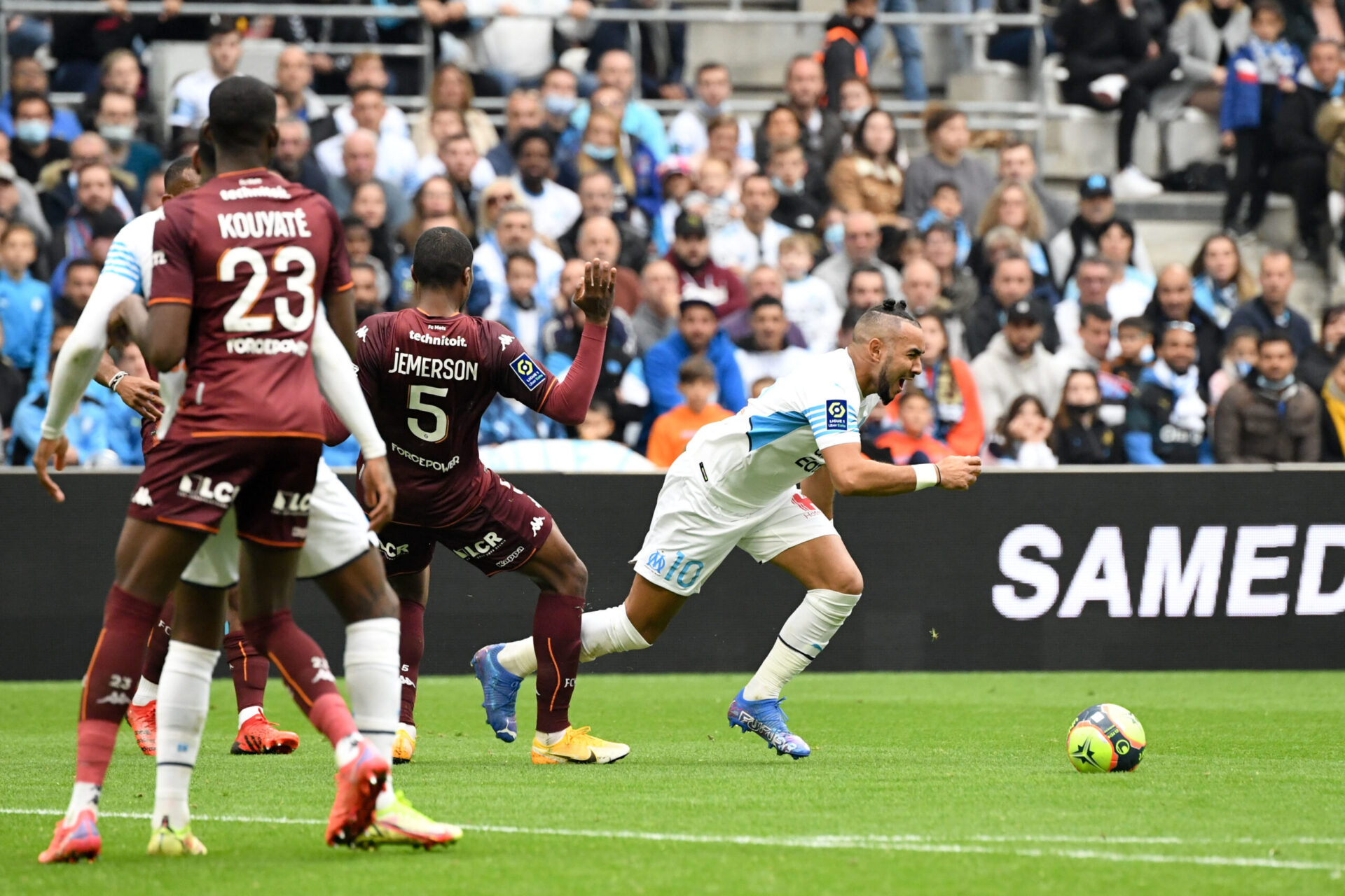 Jemerson, expulsé en deuxime période face à l'OM après un tacle dangereux sur Dimitri Payet. Icon Sport