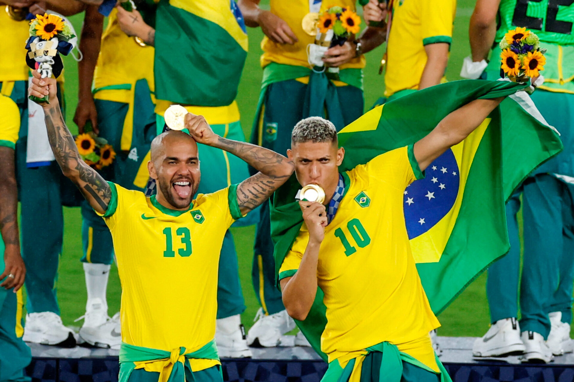 Dani Alves a remporté le 43ème titre de sa carrière aux Jeux Olympiques de Tokyo, avec le Brésil. Icon Sport