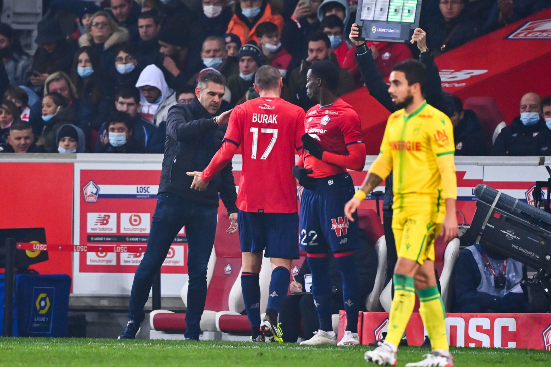 Jocelyn Gourvennec motive ses joueurs face &agrave; Nantes. Icon Sport