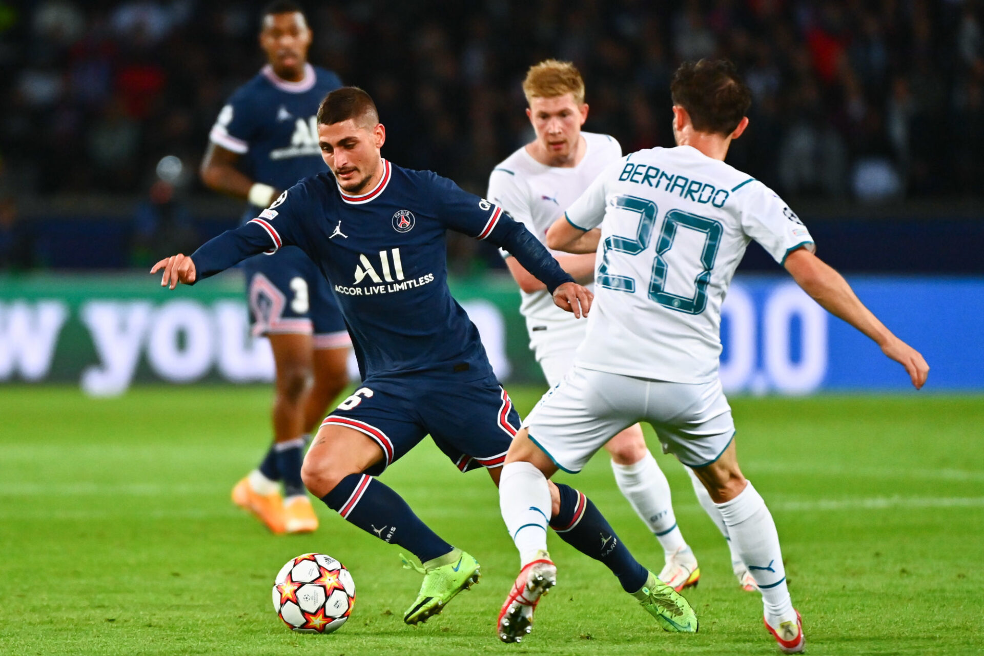Marco Verratti face à Manchester City au match aller. Icon Sport