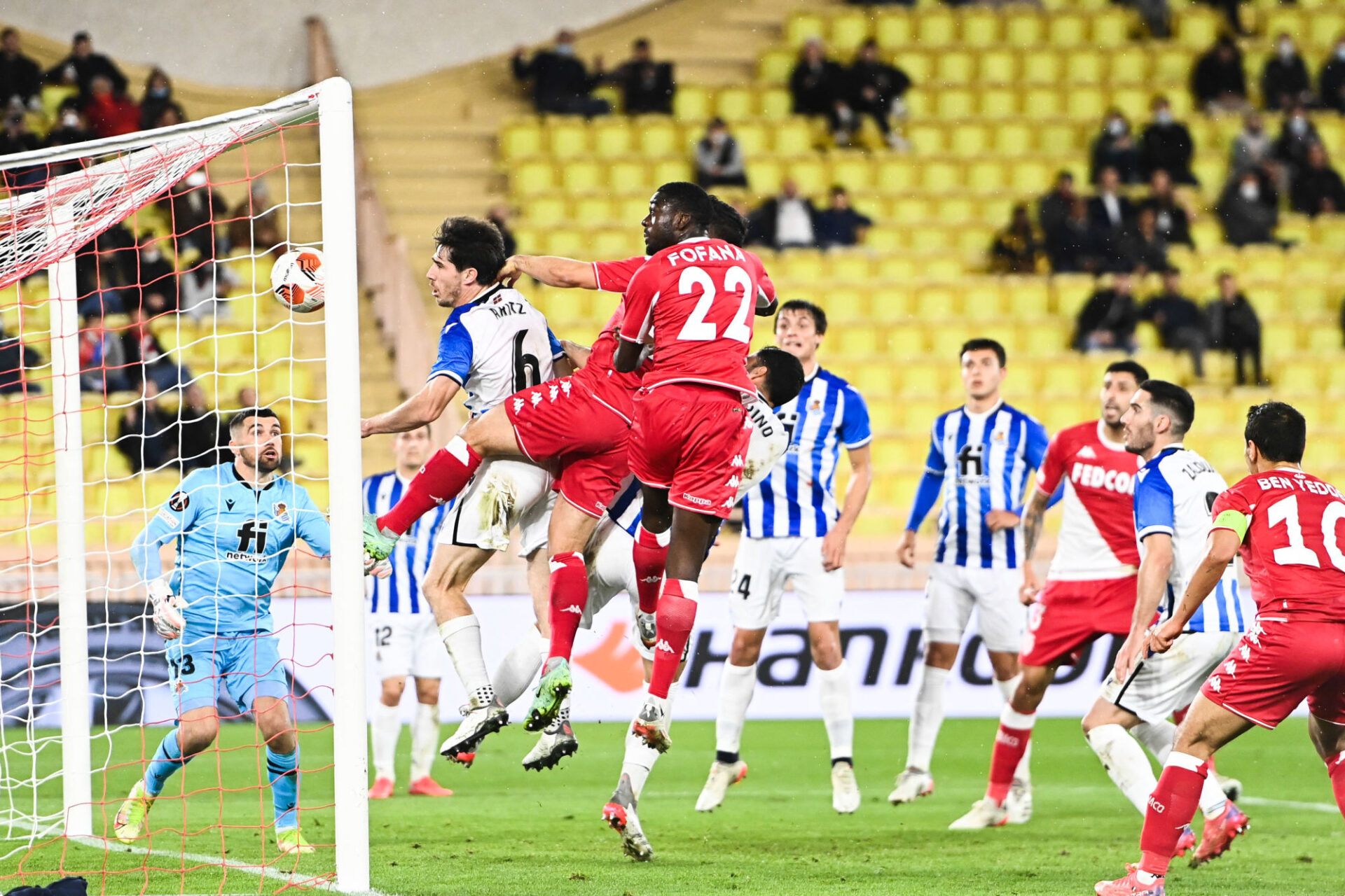 Youssouf Fofana a gagné son duel aérien pour remettre Monaco devant au score. Icon Sport