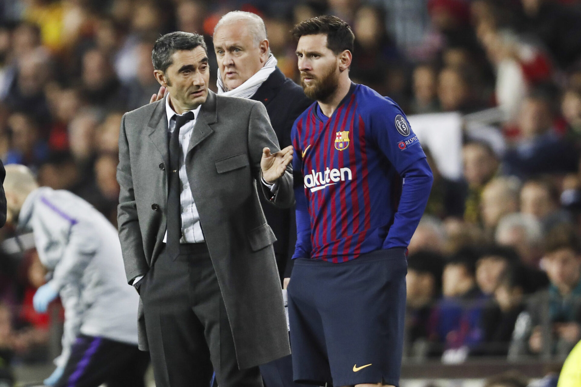 Leo Messi et Ernesto Valverde, lors de la rencontre de Ligue des champions entre le Barça et Tottenham, en décembre 2018. Icon Sport